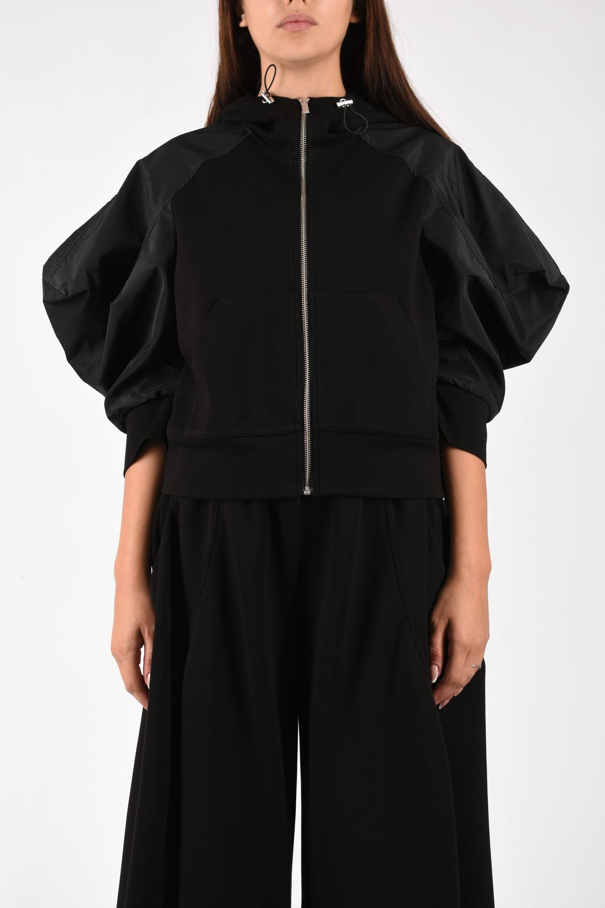 BLUSA CON CAPPUCCIO ED INSERTI IN TAFFETA M6FD10