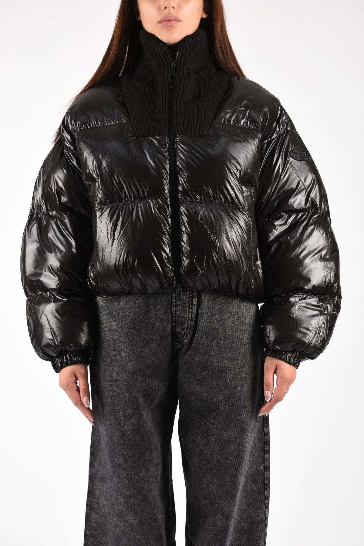 Piumino down in ripstop con collo a maglia W-ARRIOR A233900BKCP