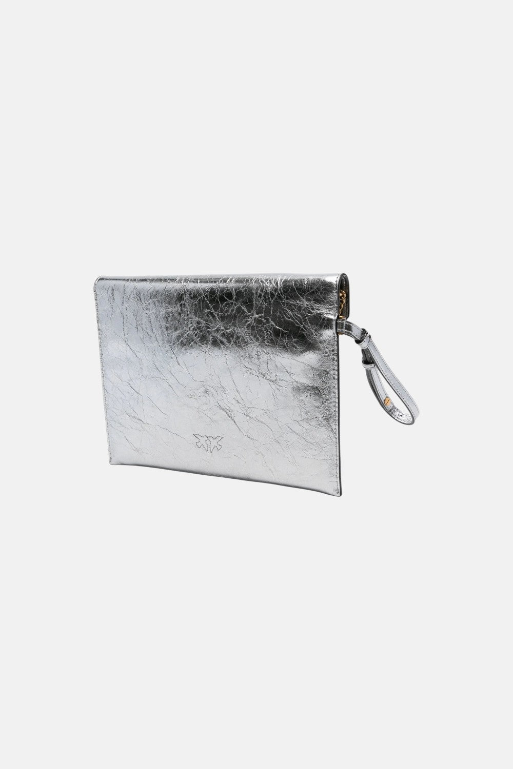 pochette con tracolla flat purse handle metallic