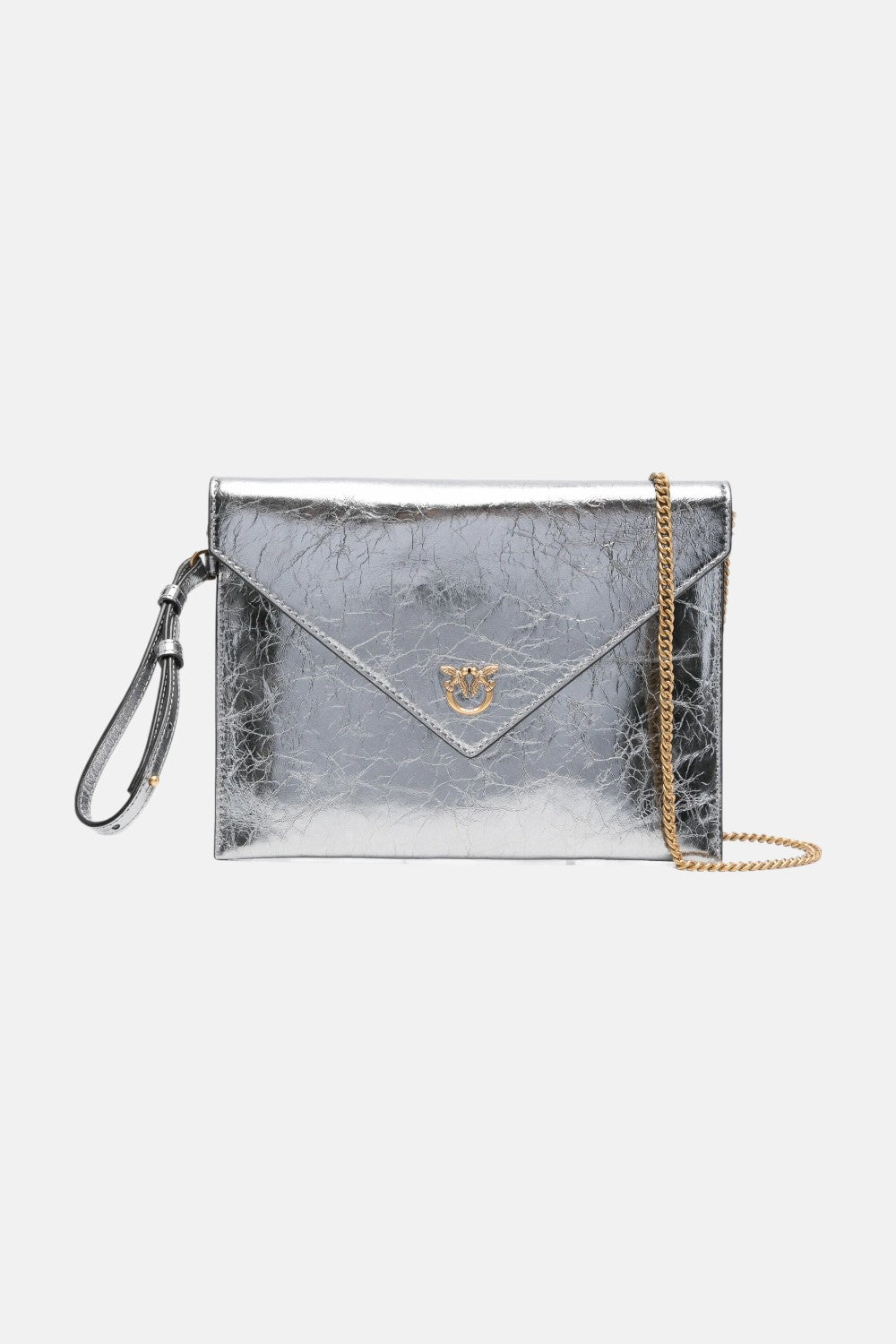 pochette con tracolla flat purse handle metallic