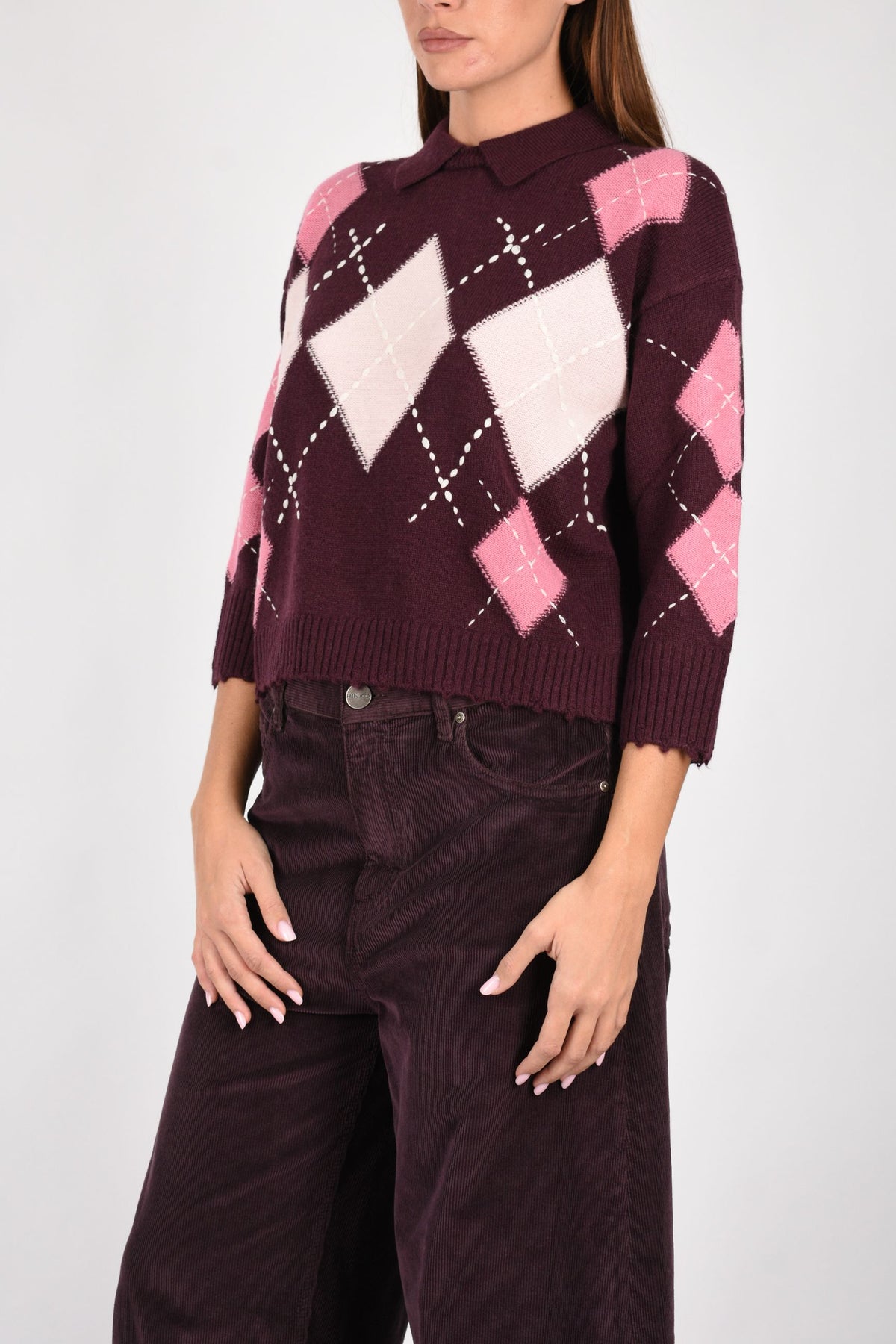 Maglia in lana e cashmere a rombi 107286A3IE