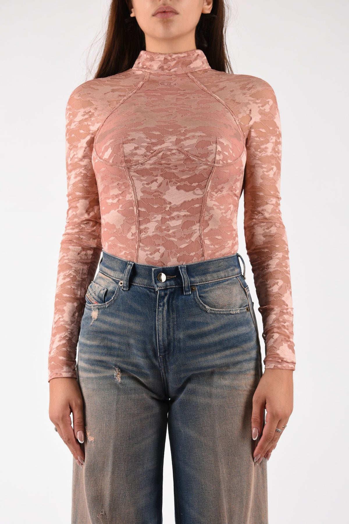 Body in pizzo di nylon con schiena scoperta A225720DRAK