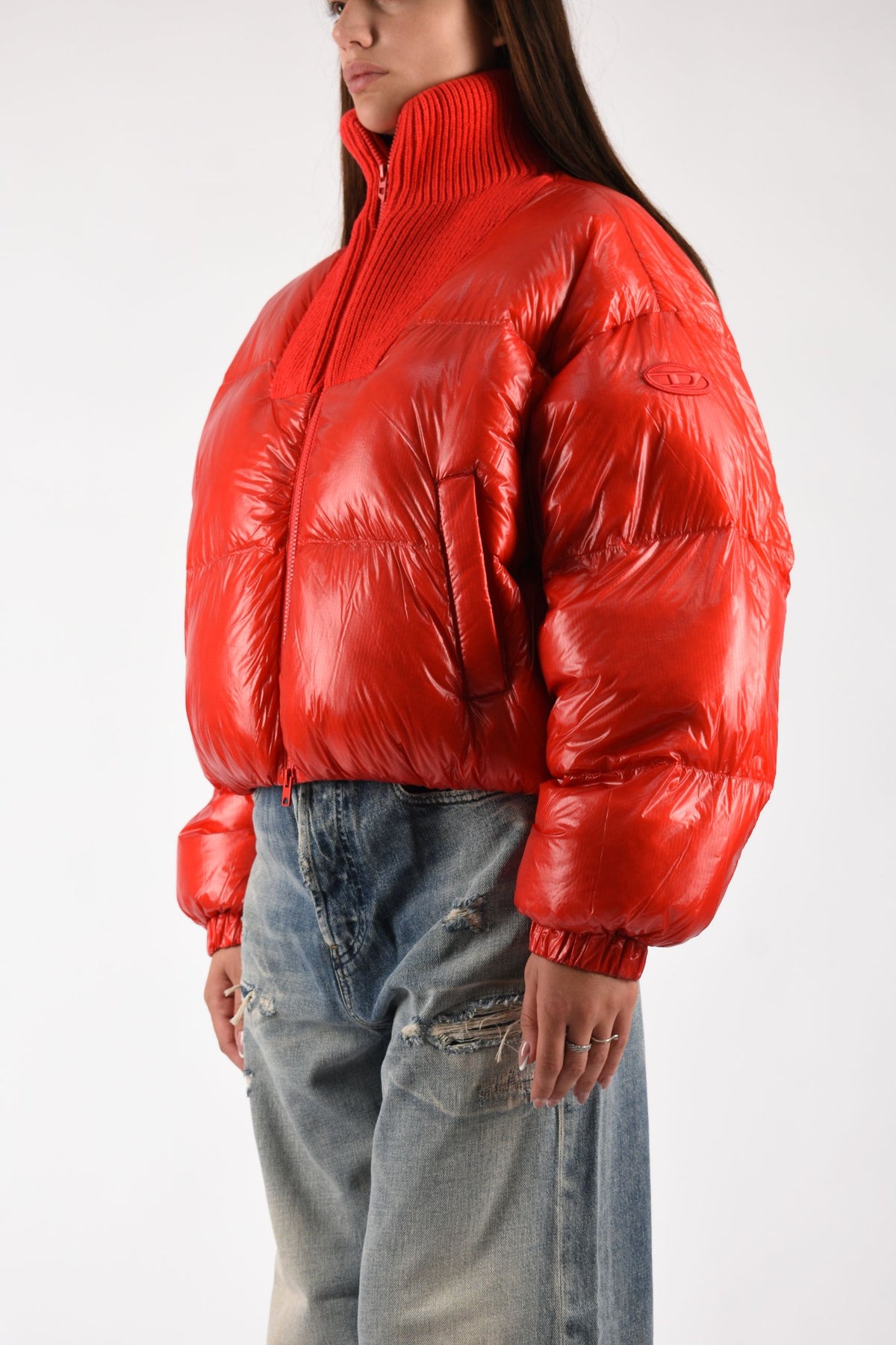 Piumino down in ripstop con collo a maglia W-ARRIOR A233900BKCP