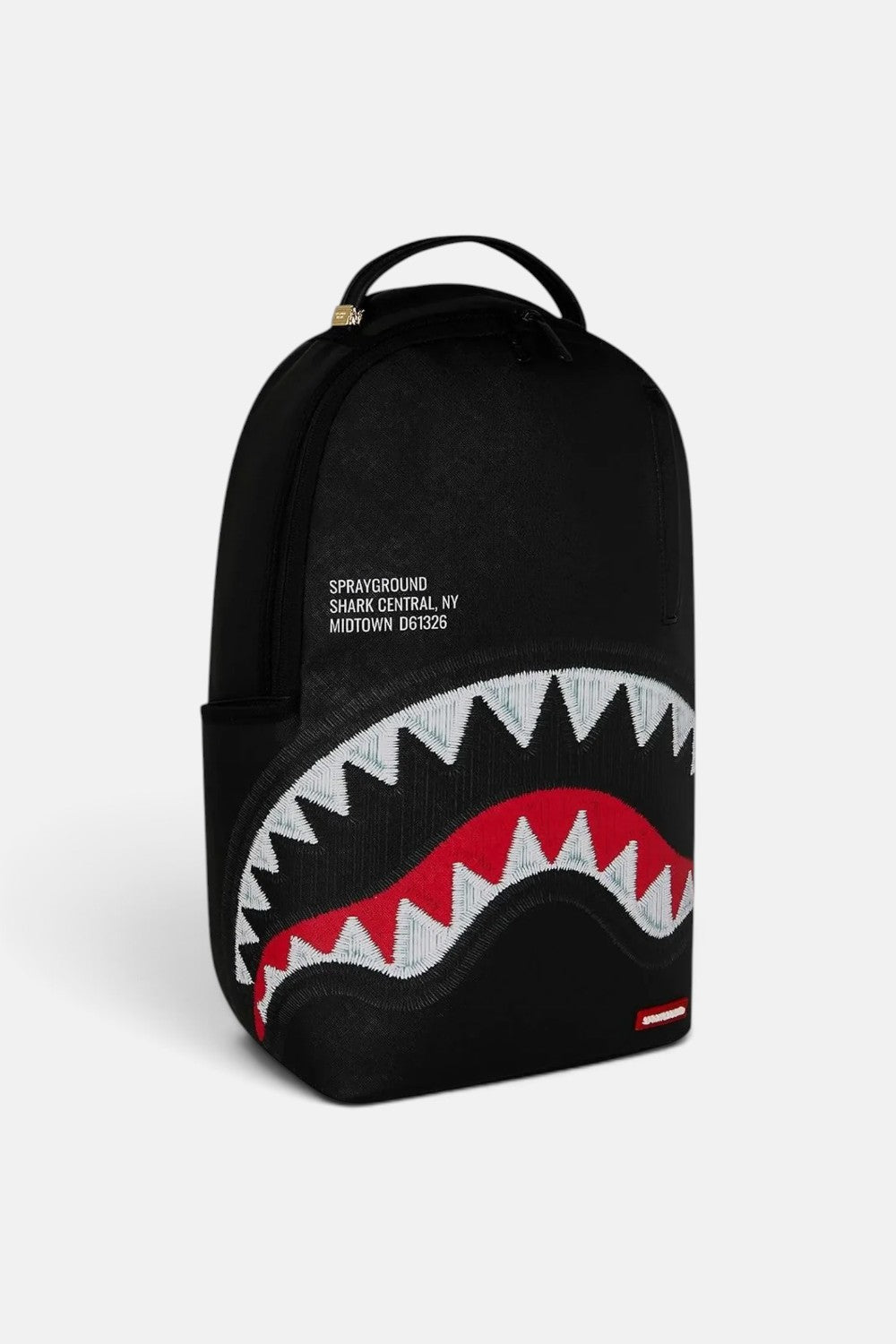 zaino shark central black embroidered shark