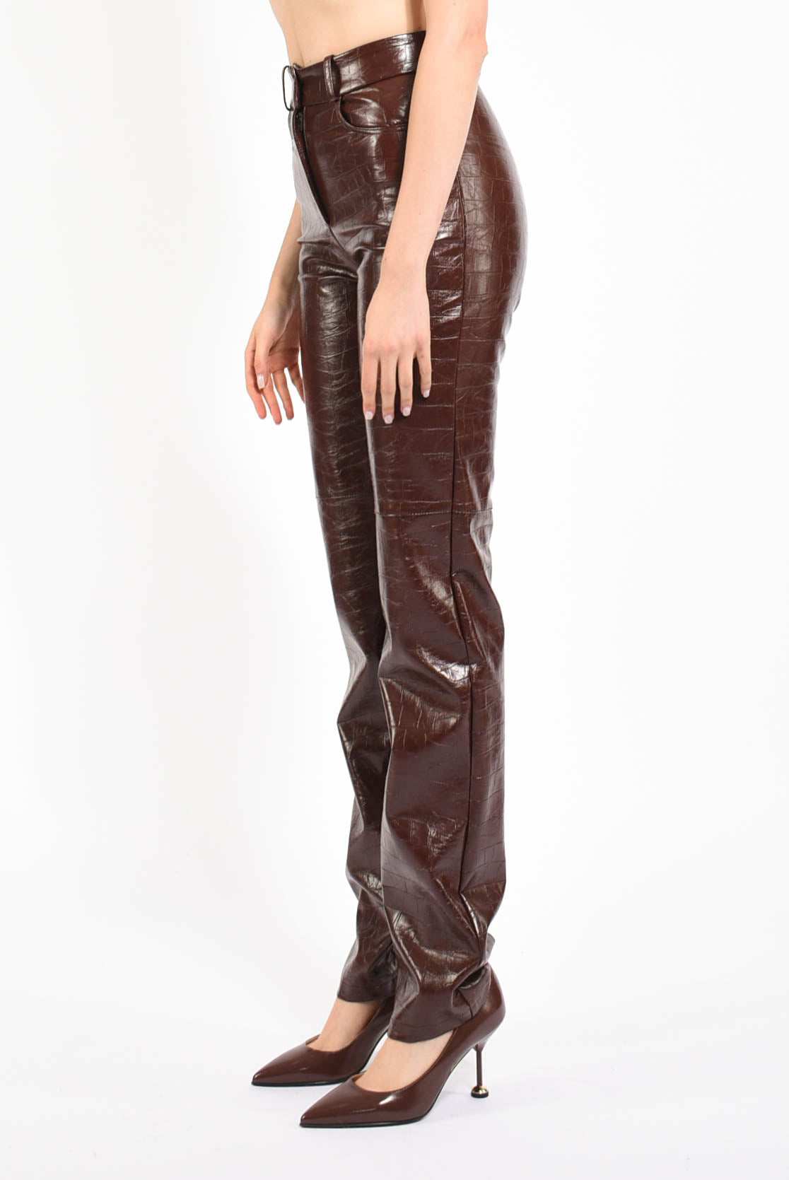 pantaloni in ecopelle