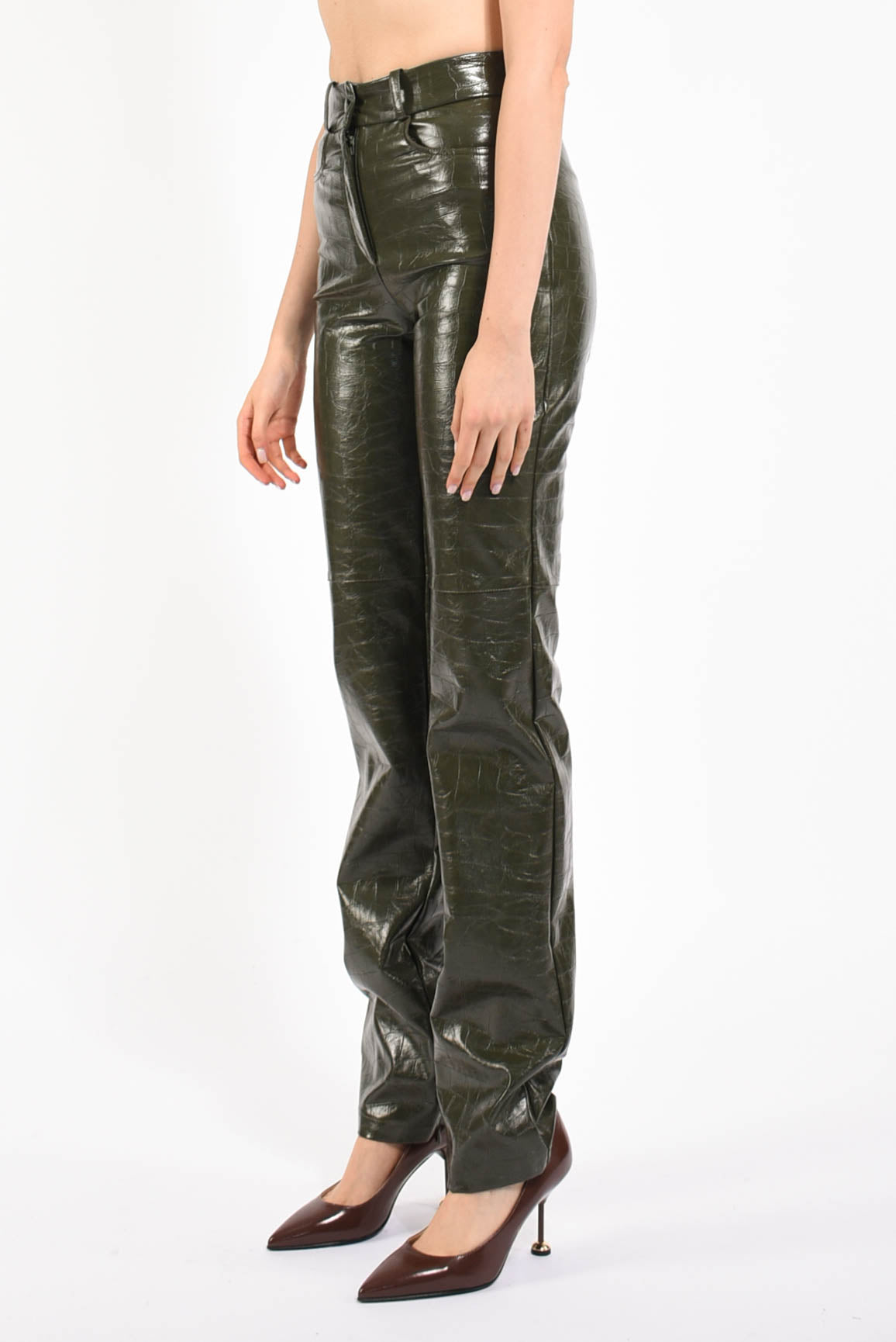 pantaloni in ecopelle