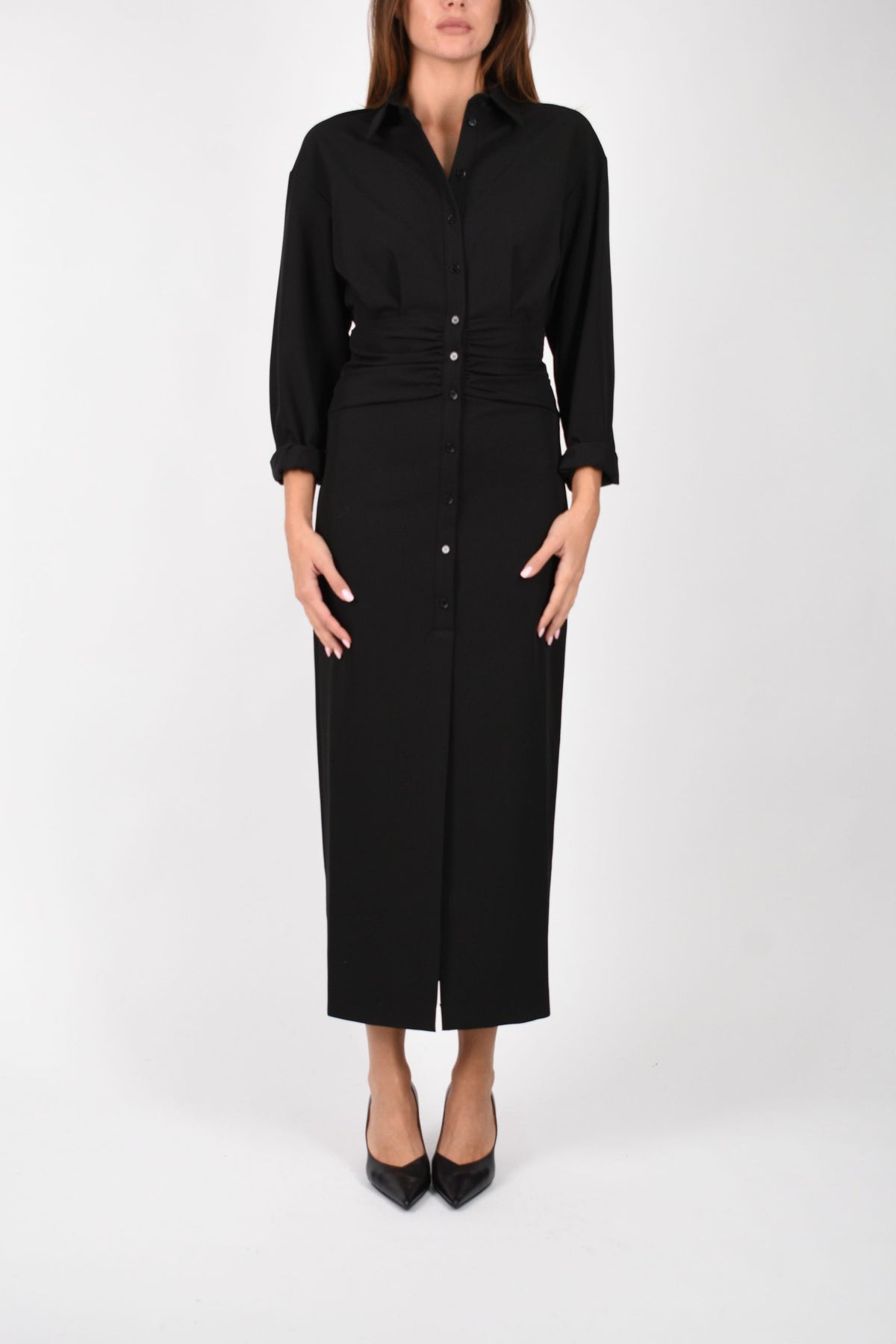 Abito lungo chemisier in gabardina 2A0094A498