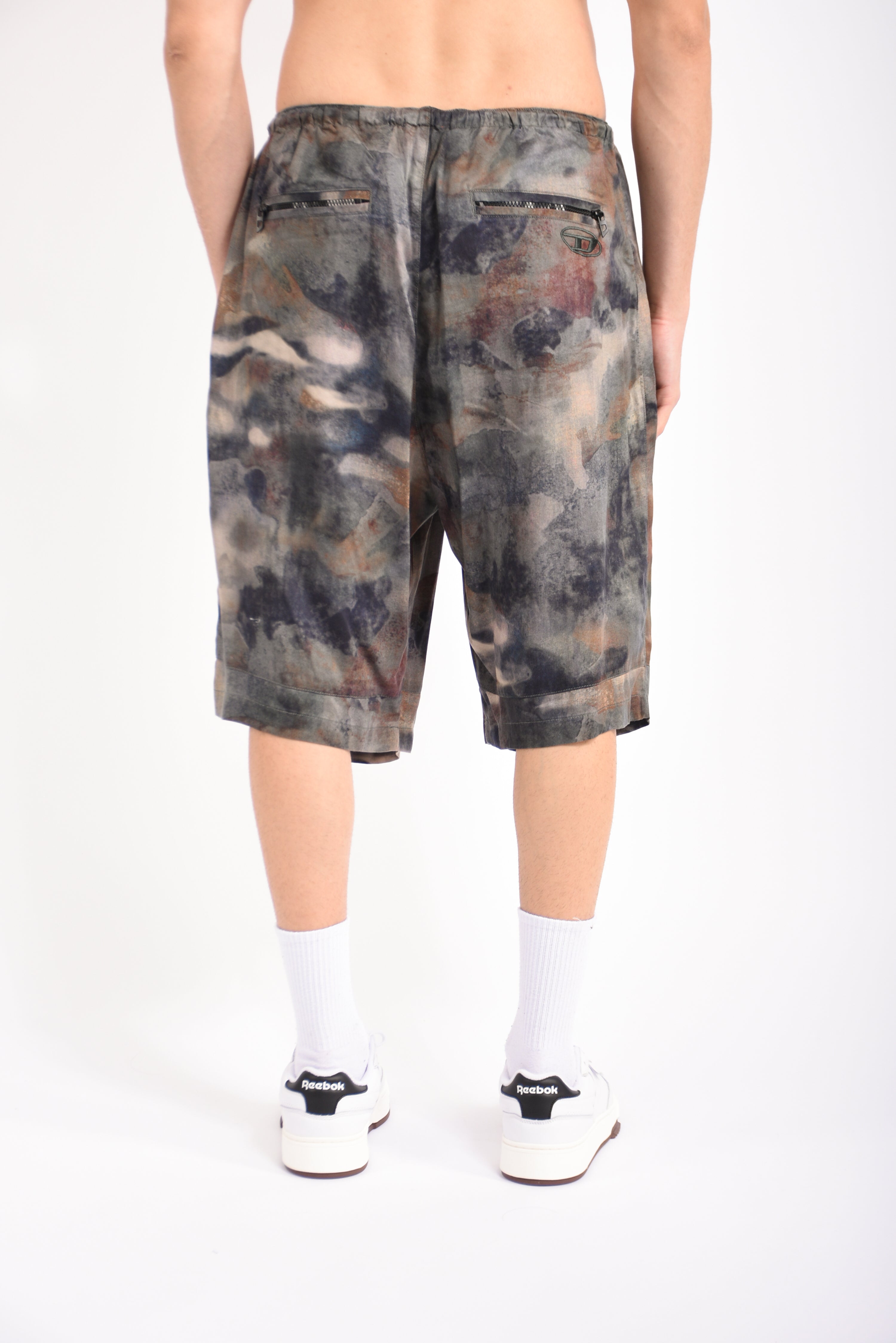 Bermuda in raso stampa camouflage