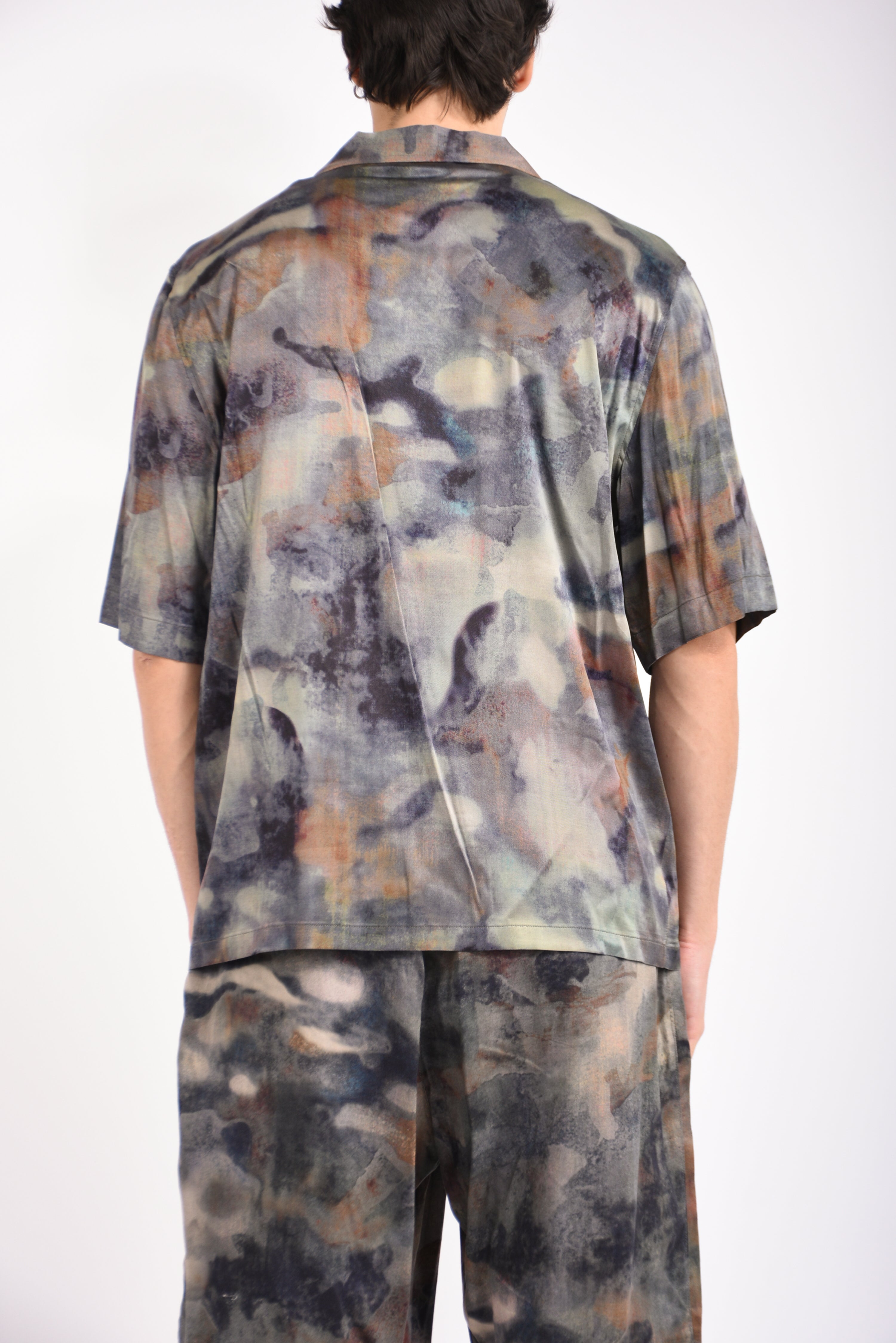 Camicia in raso stampa camouflage