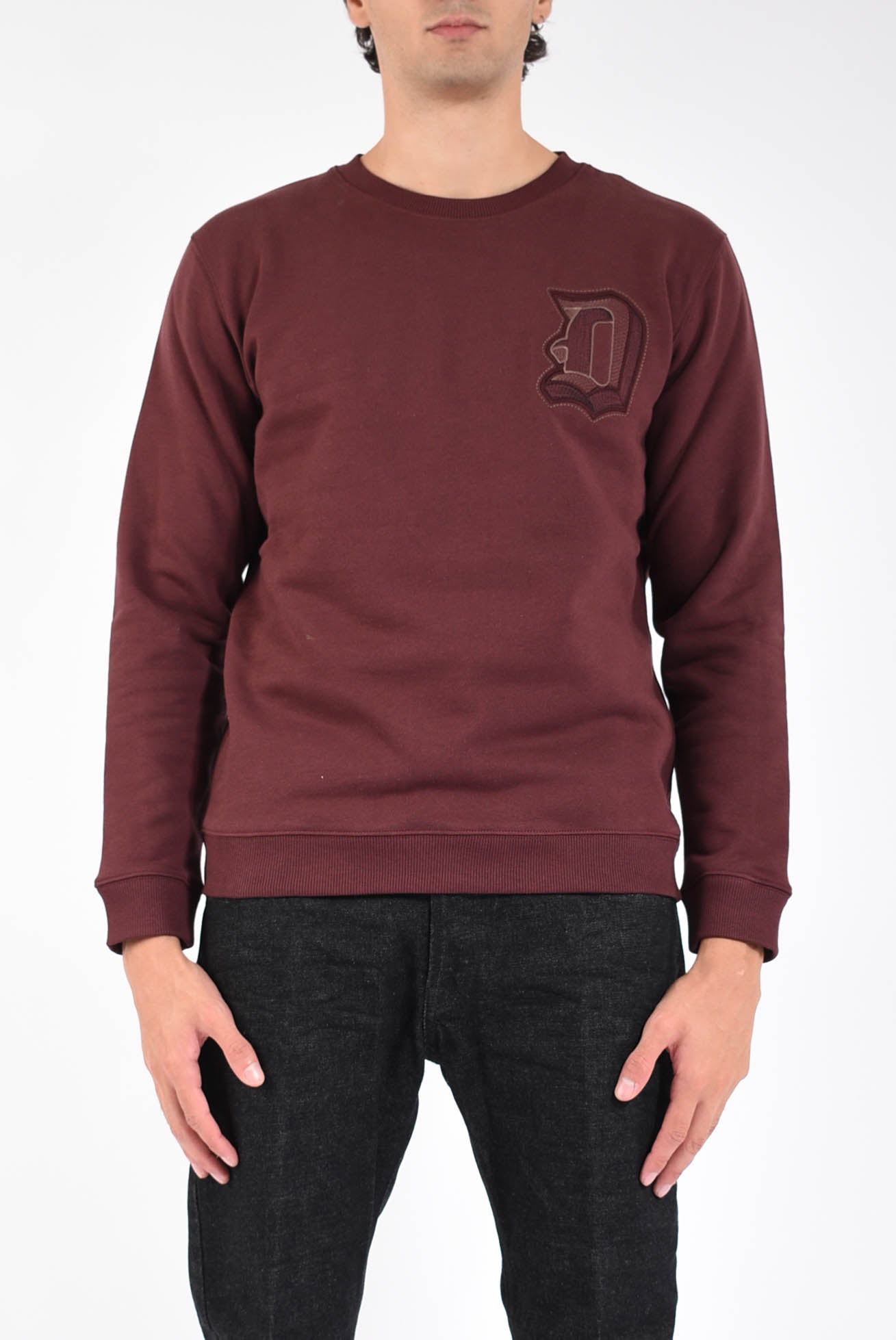 felpa girocollo con logo ricamato