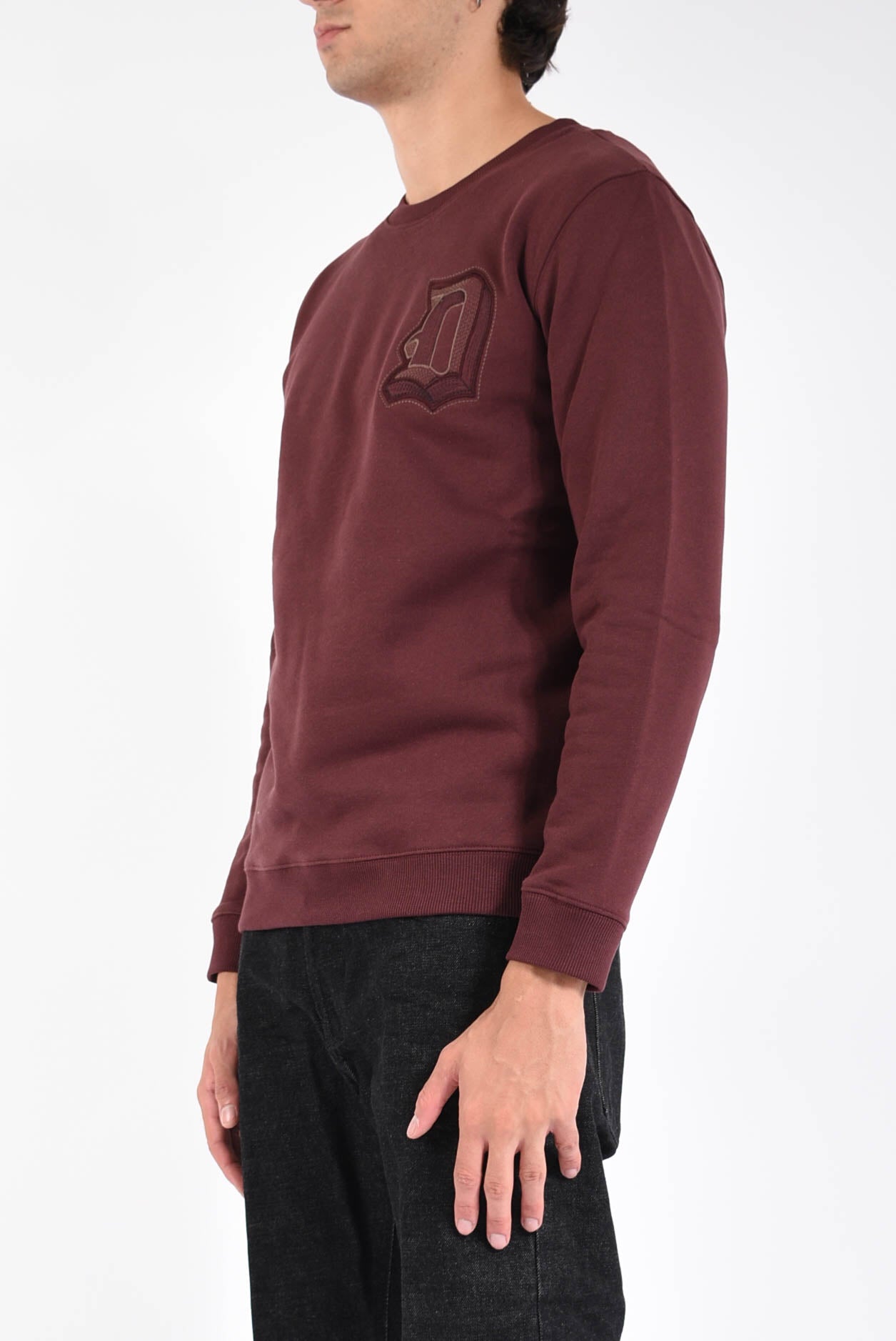felpa girocollo con logo ricamato