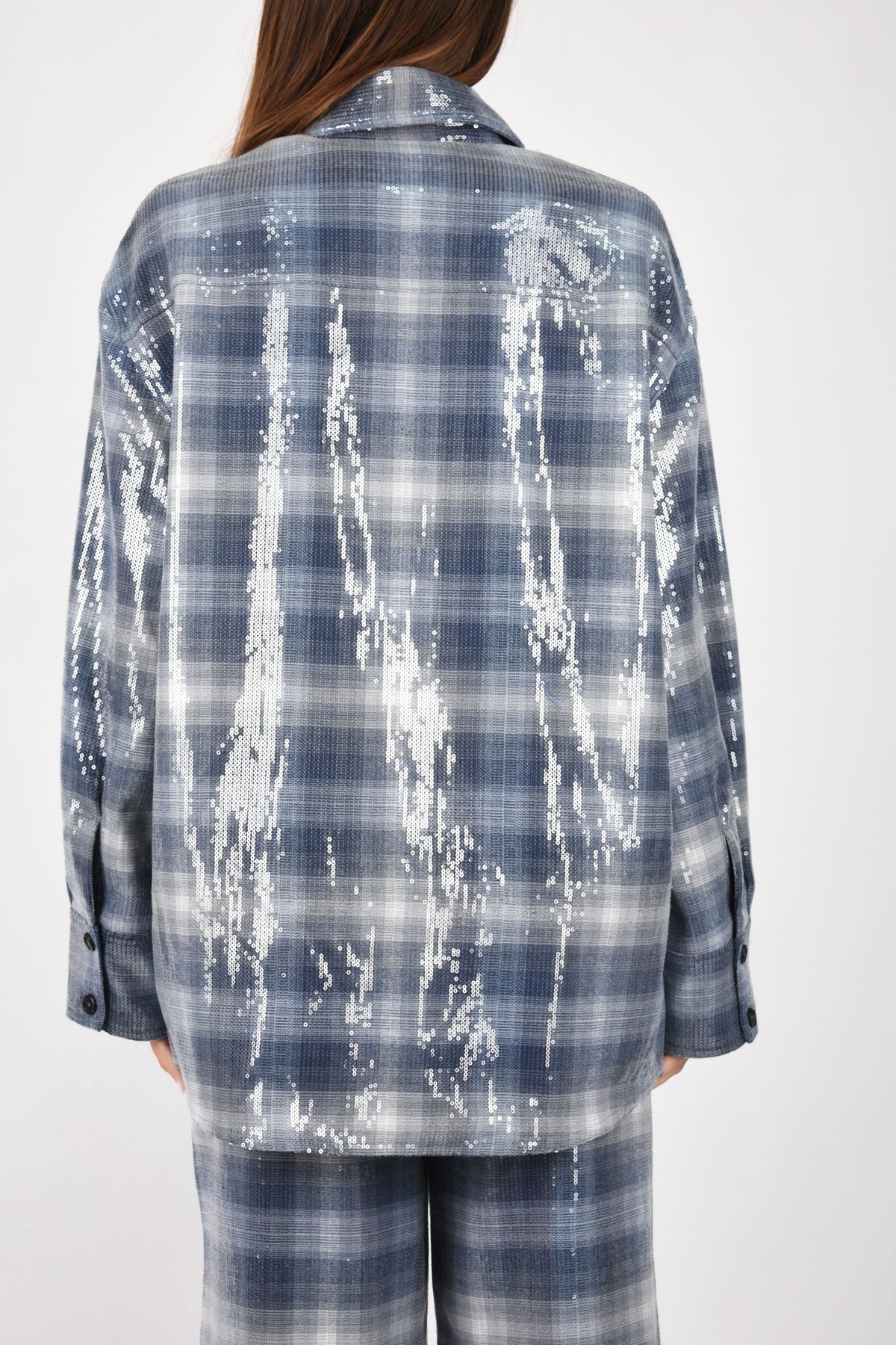 Overshirt con motivo check e paillettes 107144A3FD