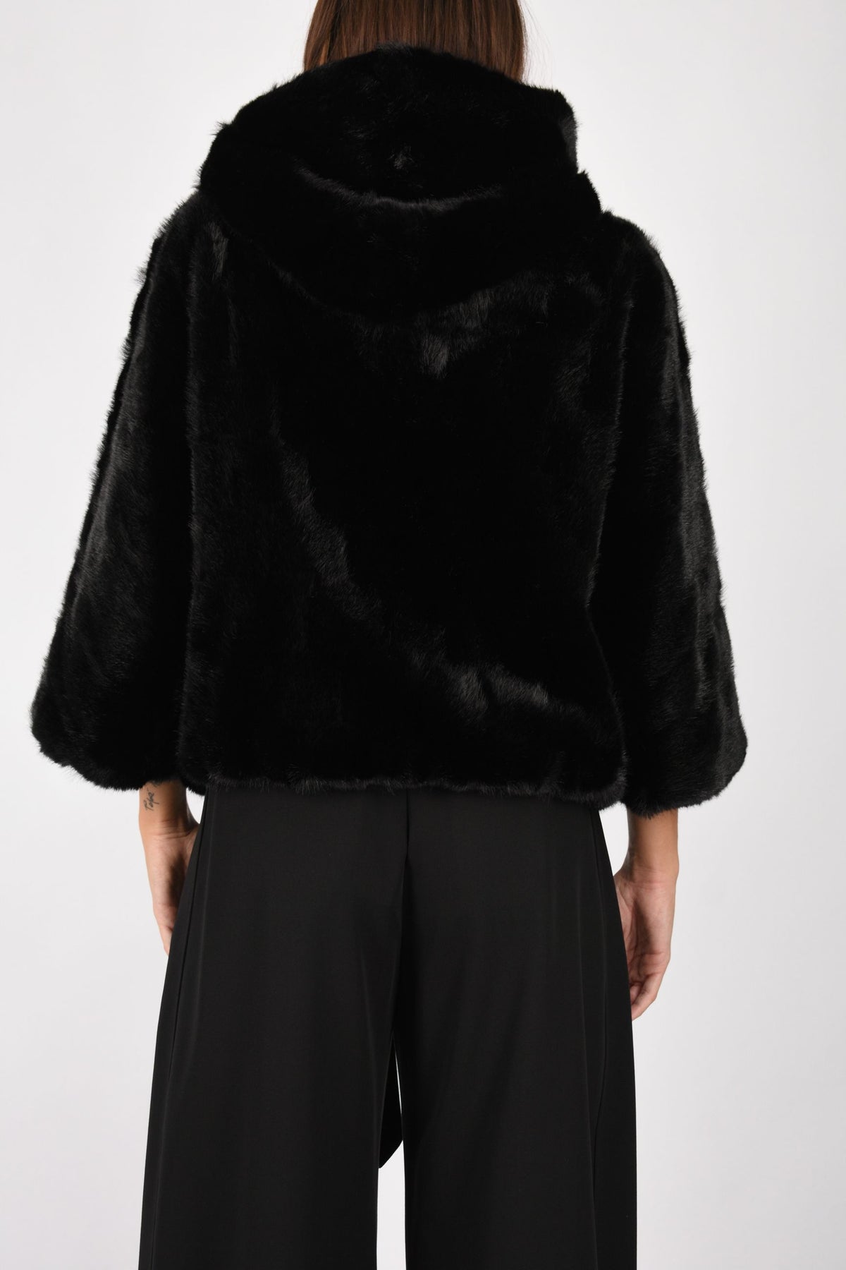 Giacca blouson effetto pelliccia con cappuccio 107054A3C5