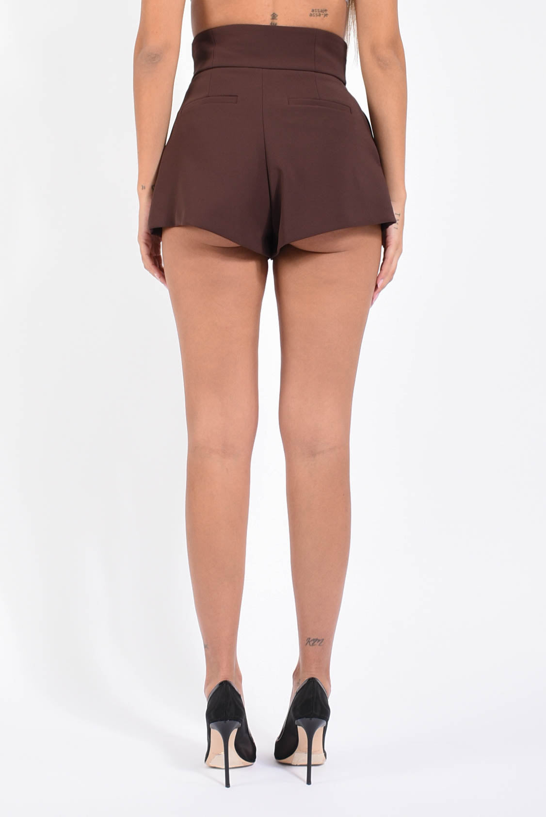 Shorts in crêpe leggero con fascia craquelé