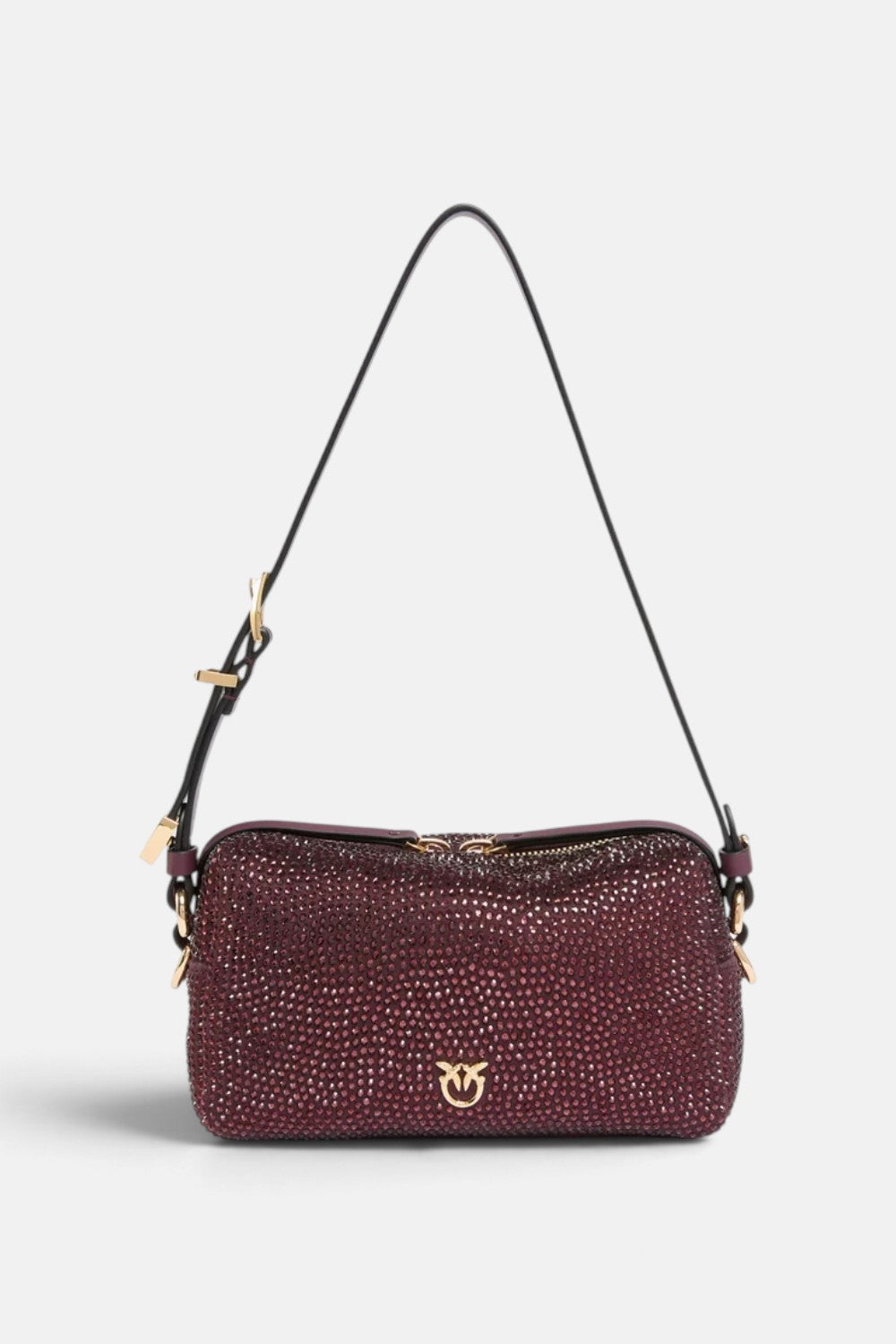 Borsa bauletto a tracolla mini effetto suede full strass 106967A3O8