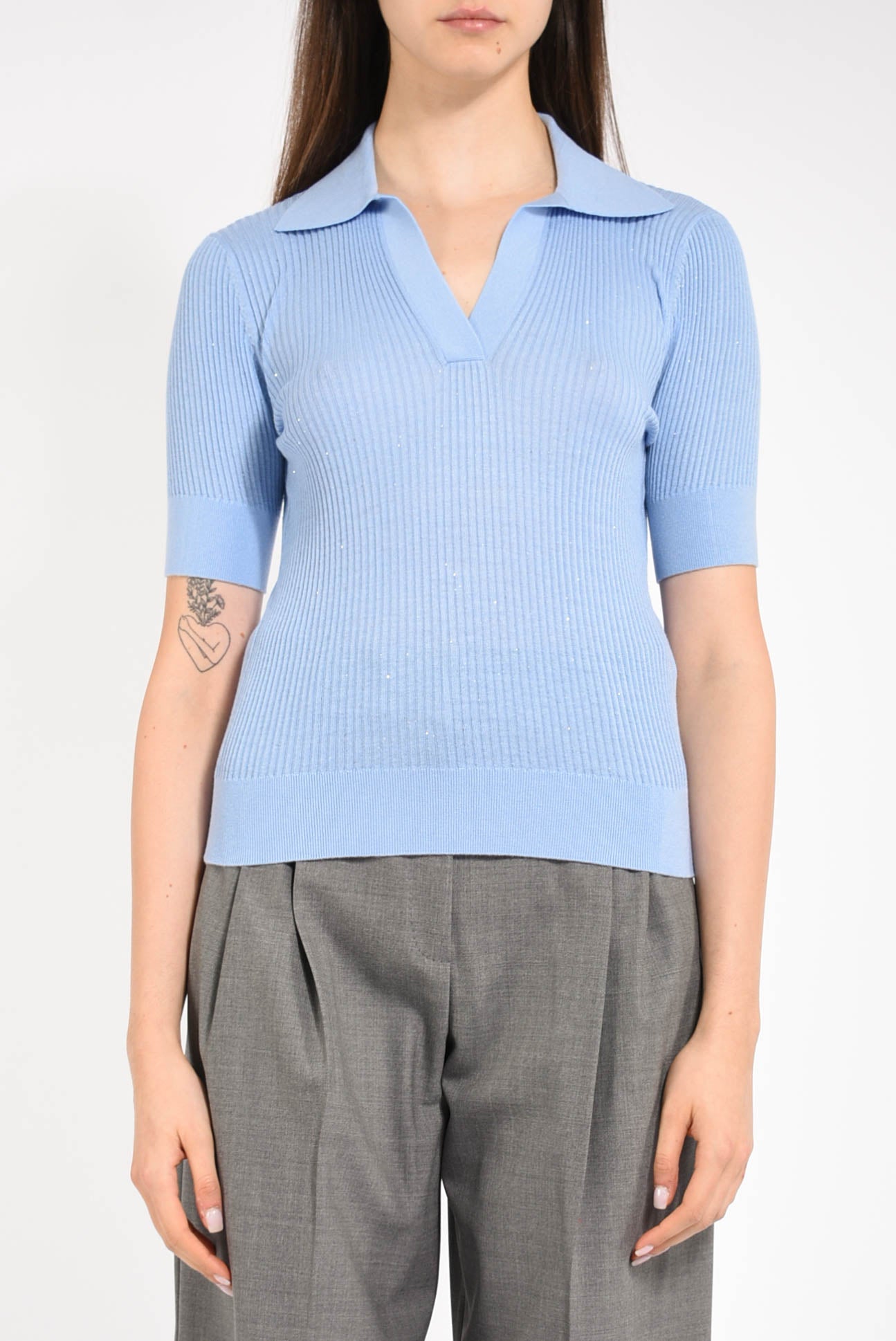 maglia polo in lana paillettes modello uberta