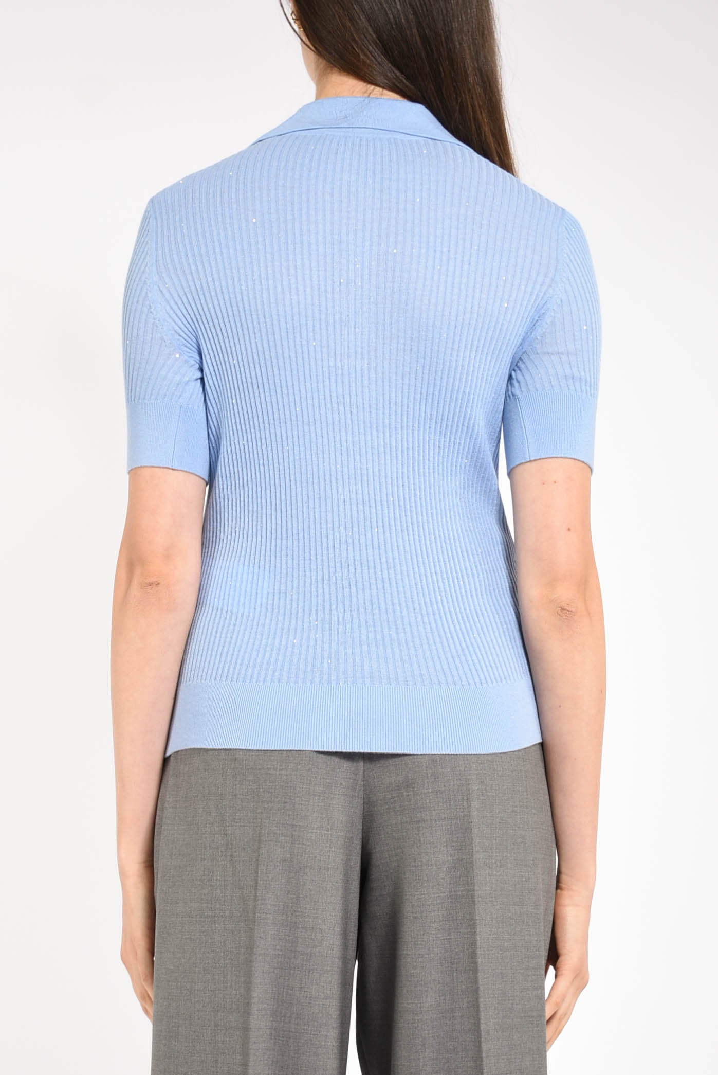 maglia polo in lana paillettes modello uberta