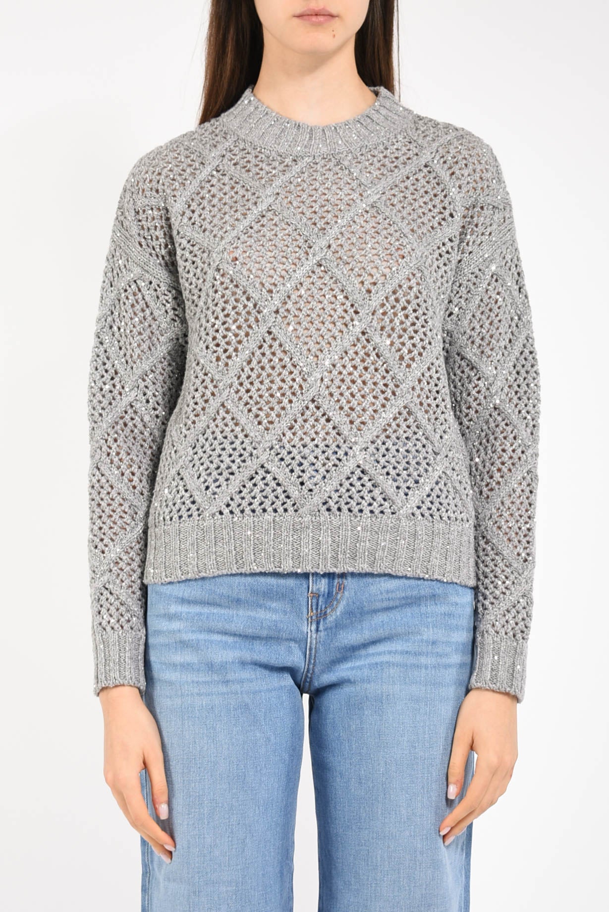 Maglia boxy con paillettes modello ellade