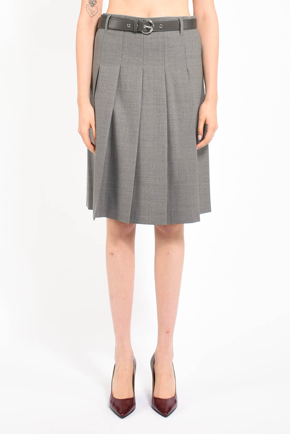 Gonna a pieghe in lana modello gimmy