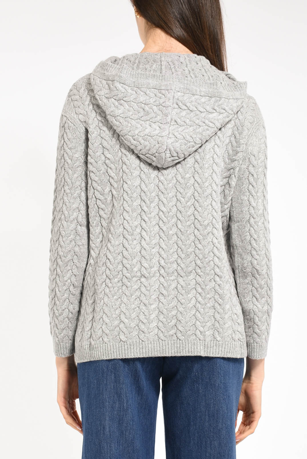 maglia in lana con cappuccio delfine