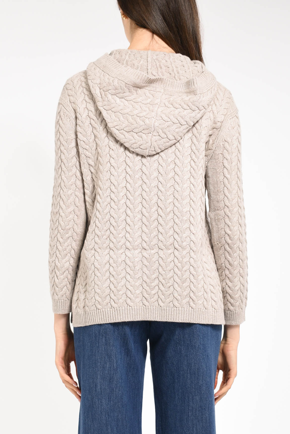 maglia in lana con cappuccio delfine