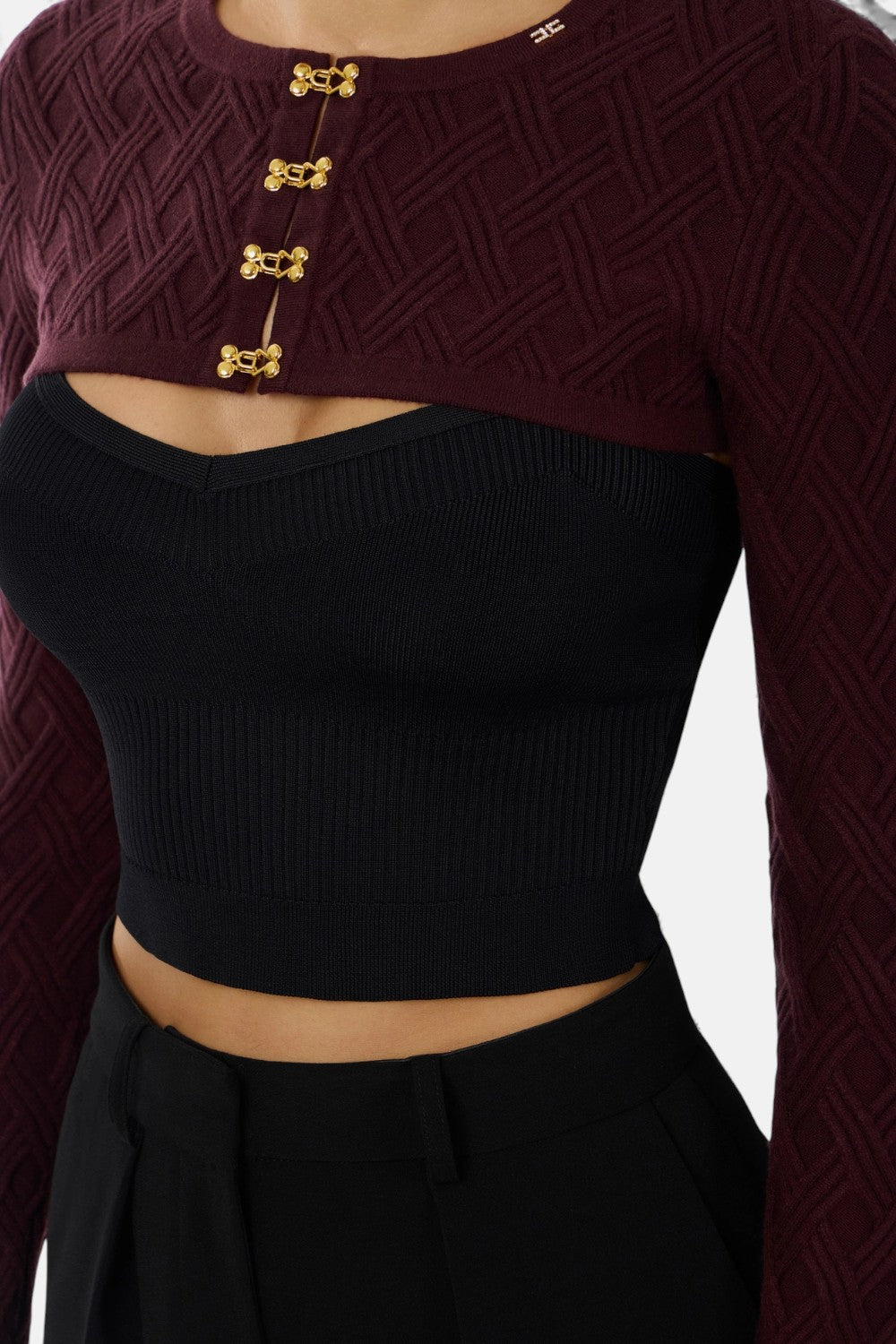 Cardigan in maglia con ganci gioiello