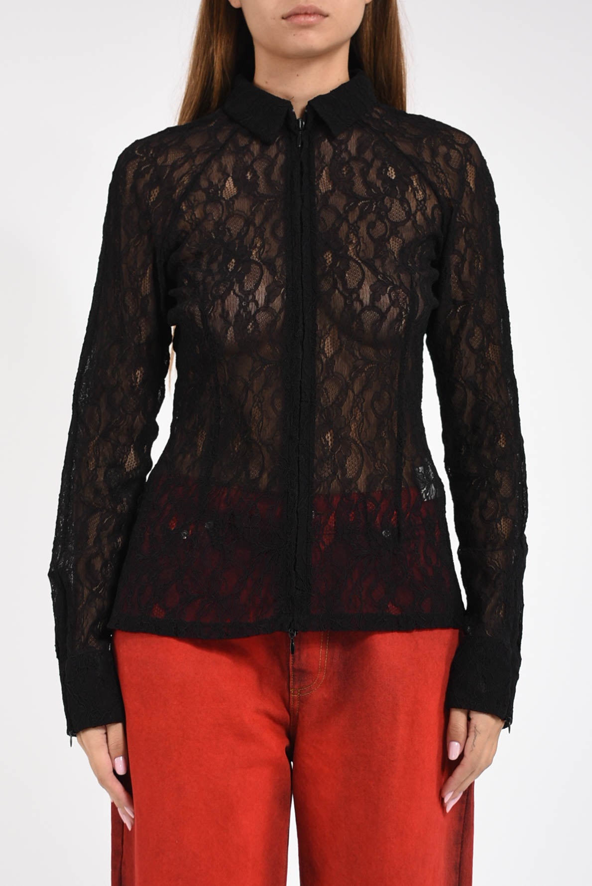 camicia in pizzo con zip