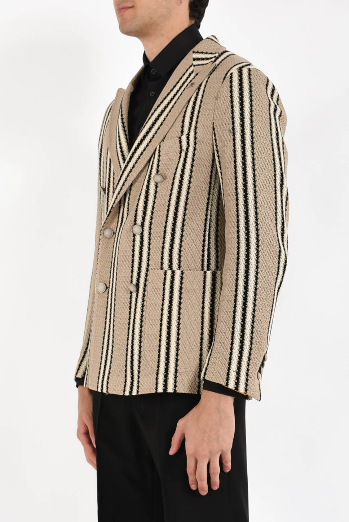 Giacca rigata in jersey di cotone