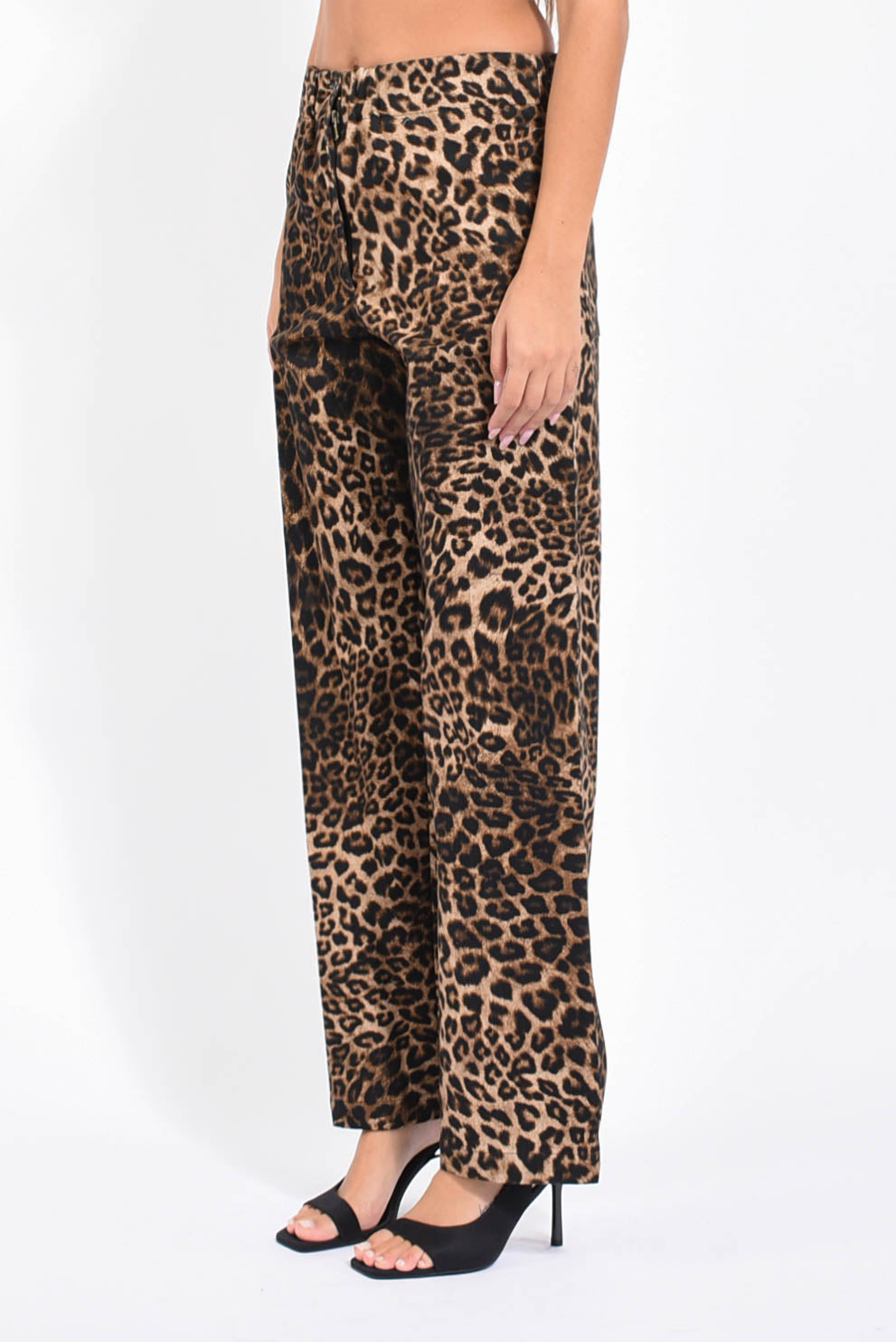 pantaloni in cotone animalier