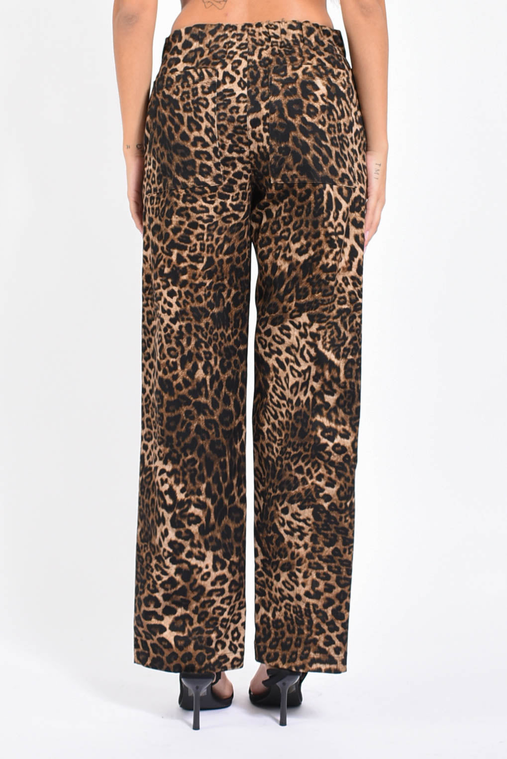 pantaloni in cotone animalier