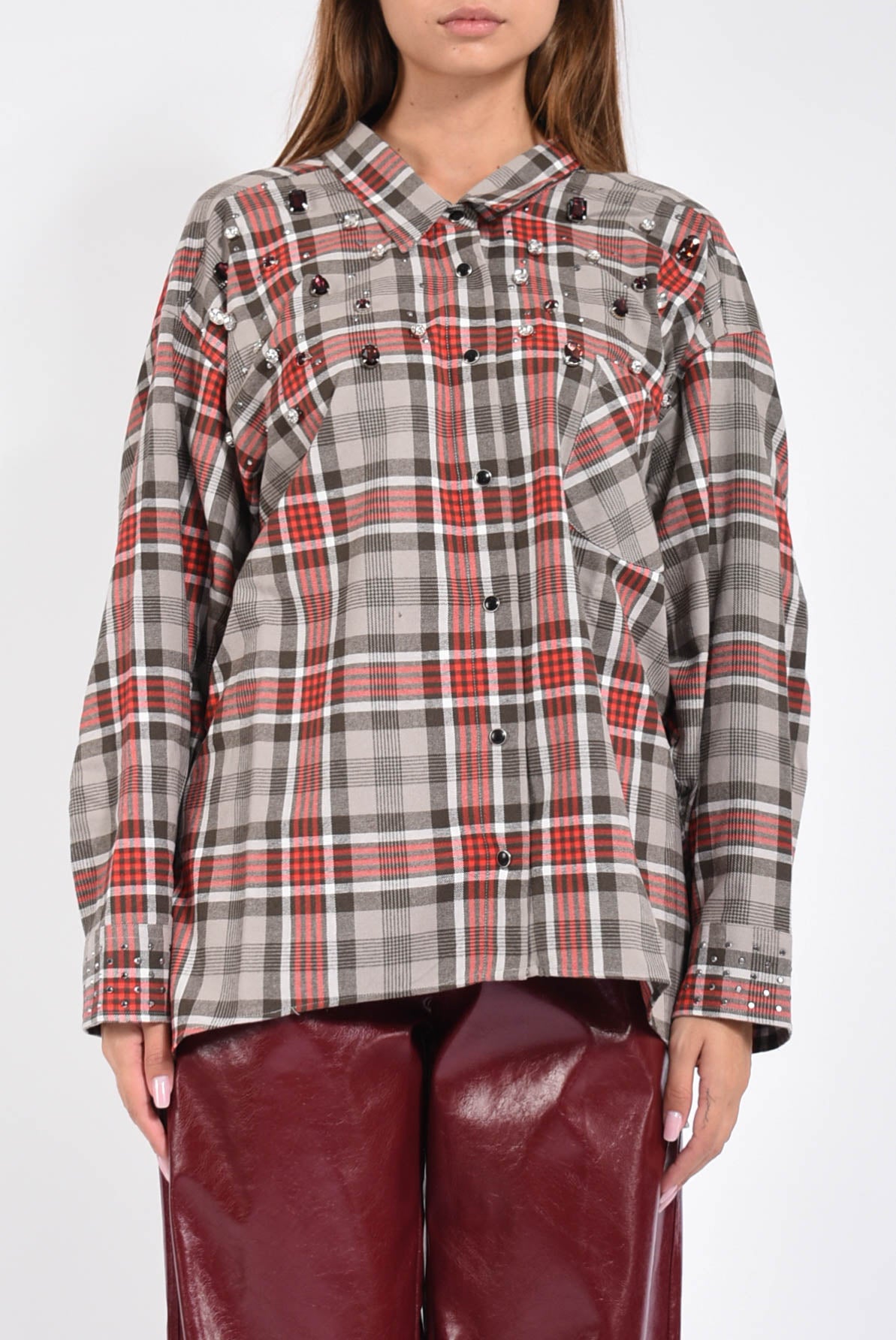 Camicia Over A Quadri Con Applicazioni