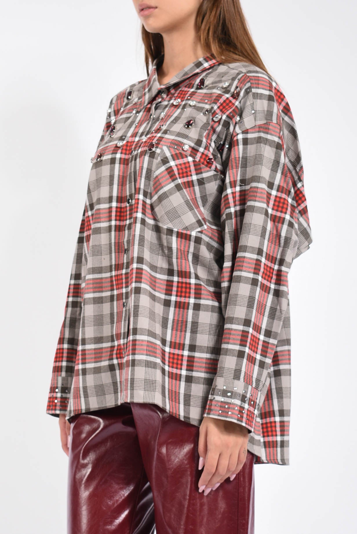 Camicia Over A Quadri Con Applicazioni