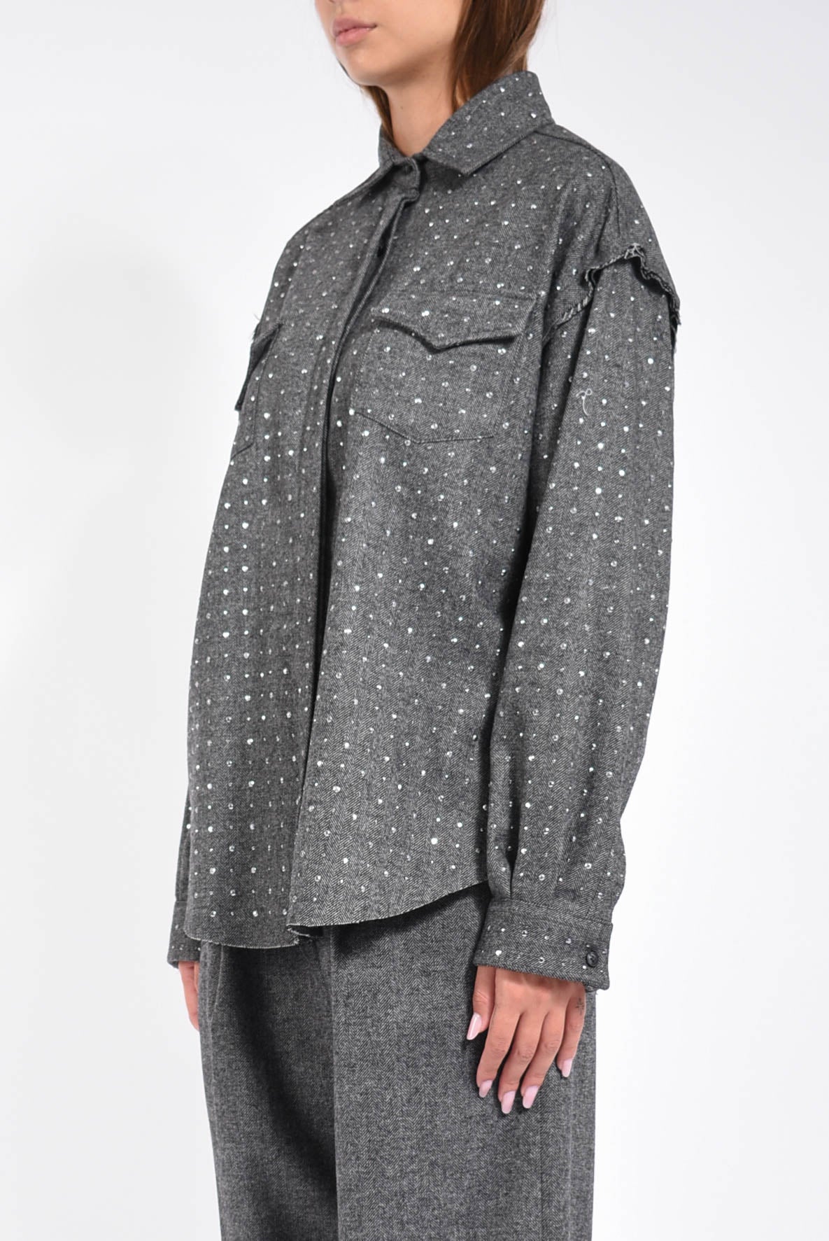 overshirt In Panno Con Borchie