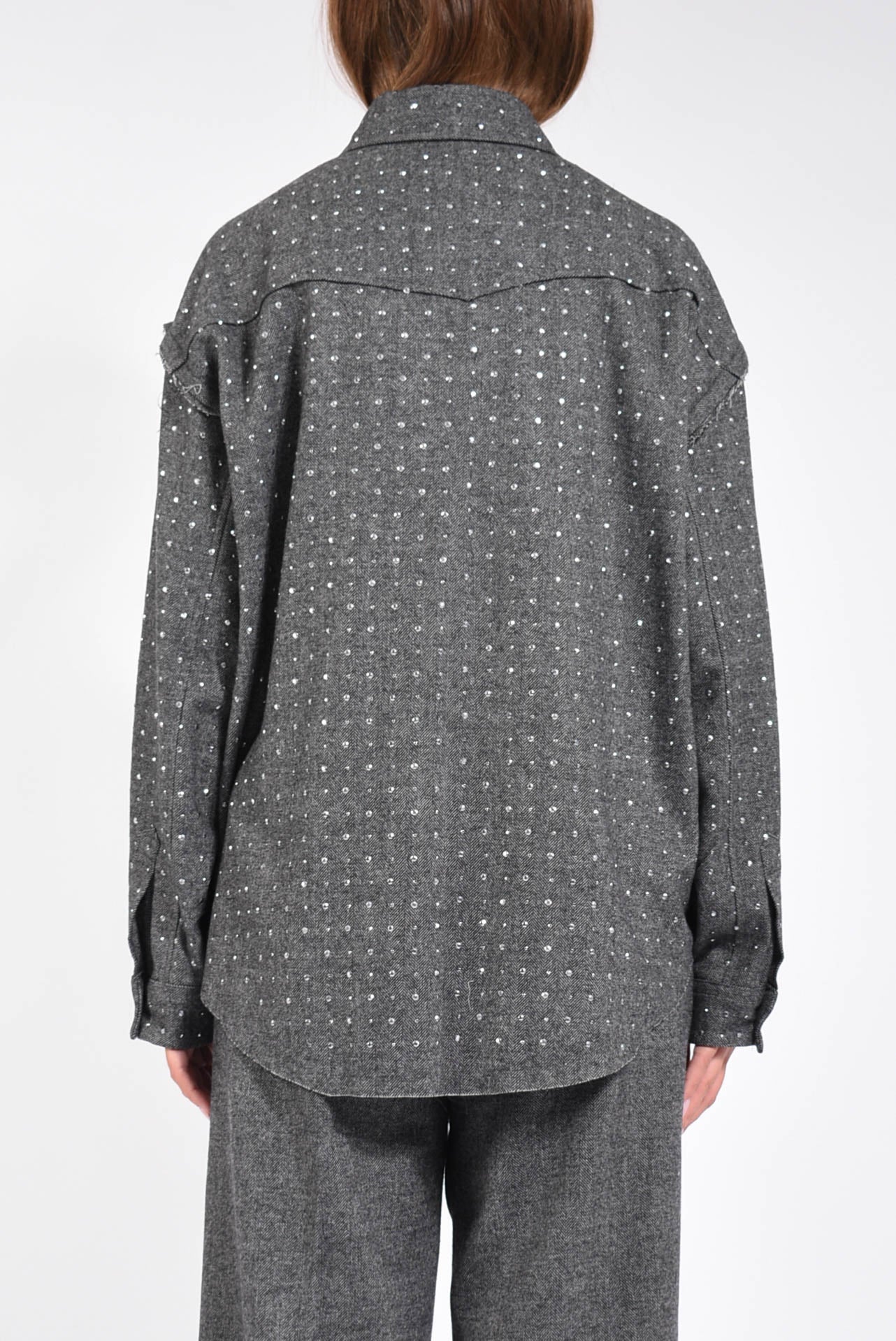 overshirt In Panno Con Borchie