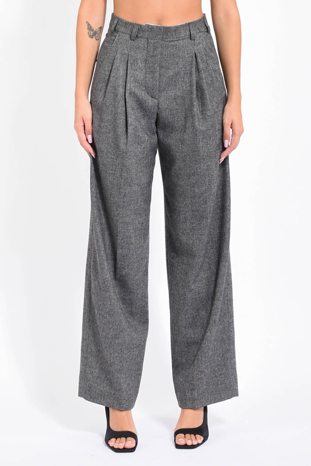 Pantaloni Ampi In Tessuto Tramato