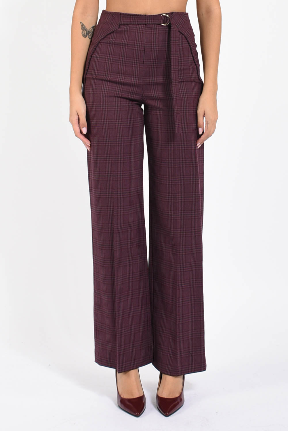 pantaloni a vita bassa checked