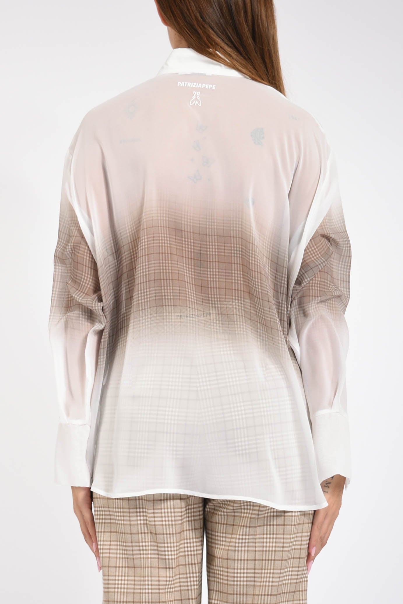 camicia in chiffon con stampa