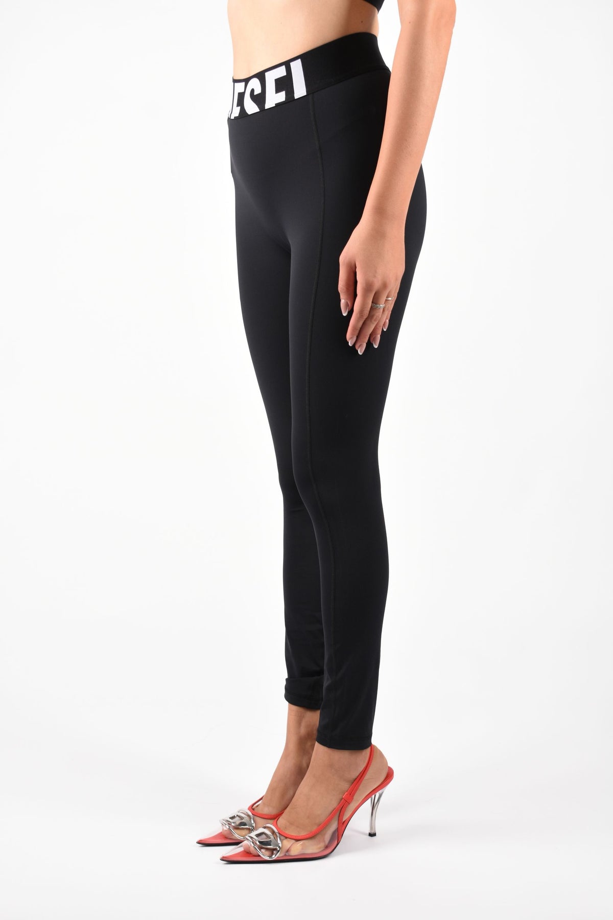 Leggings in microfibra con logo tagliato ADELINE D-POP A182790PLAR