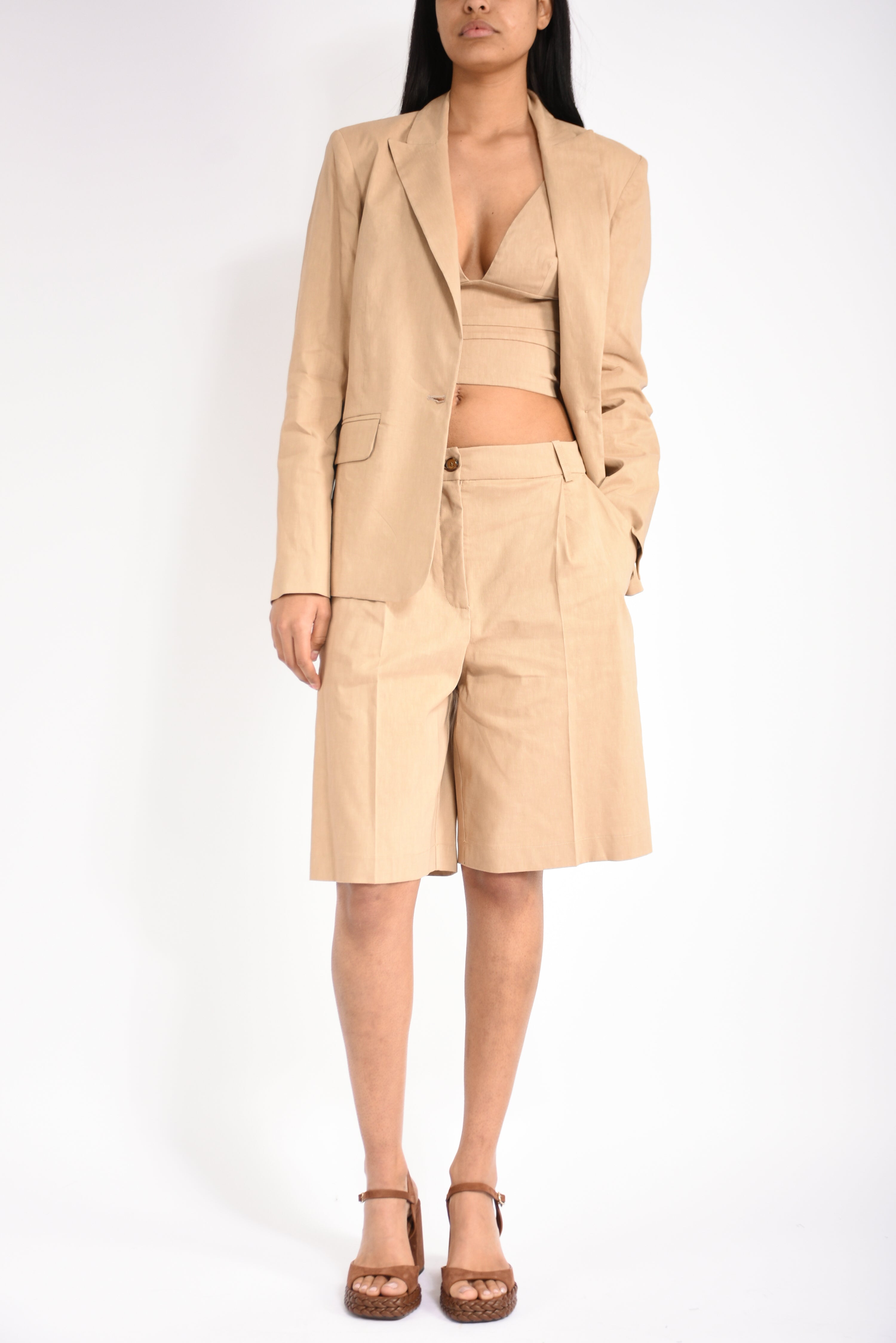 giacca monopetto in lino freda