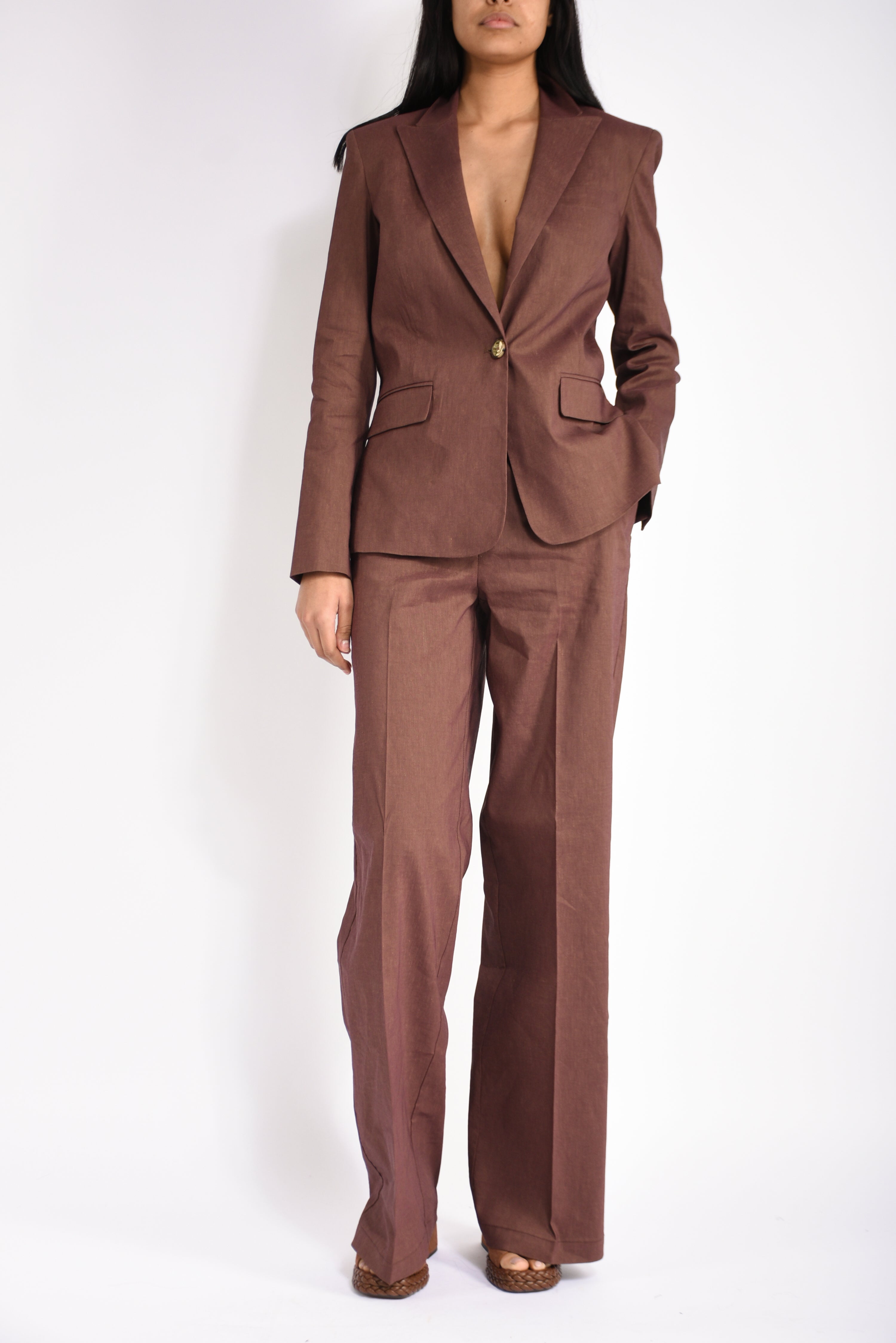 giacca monopetto in lino freda