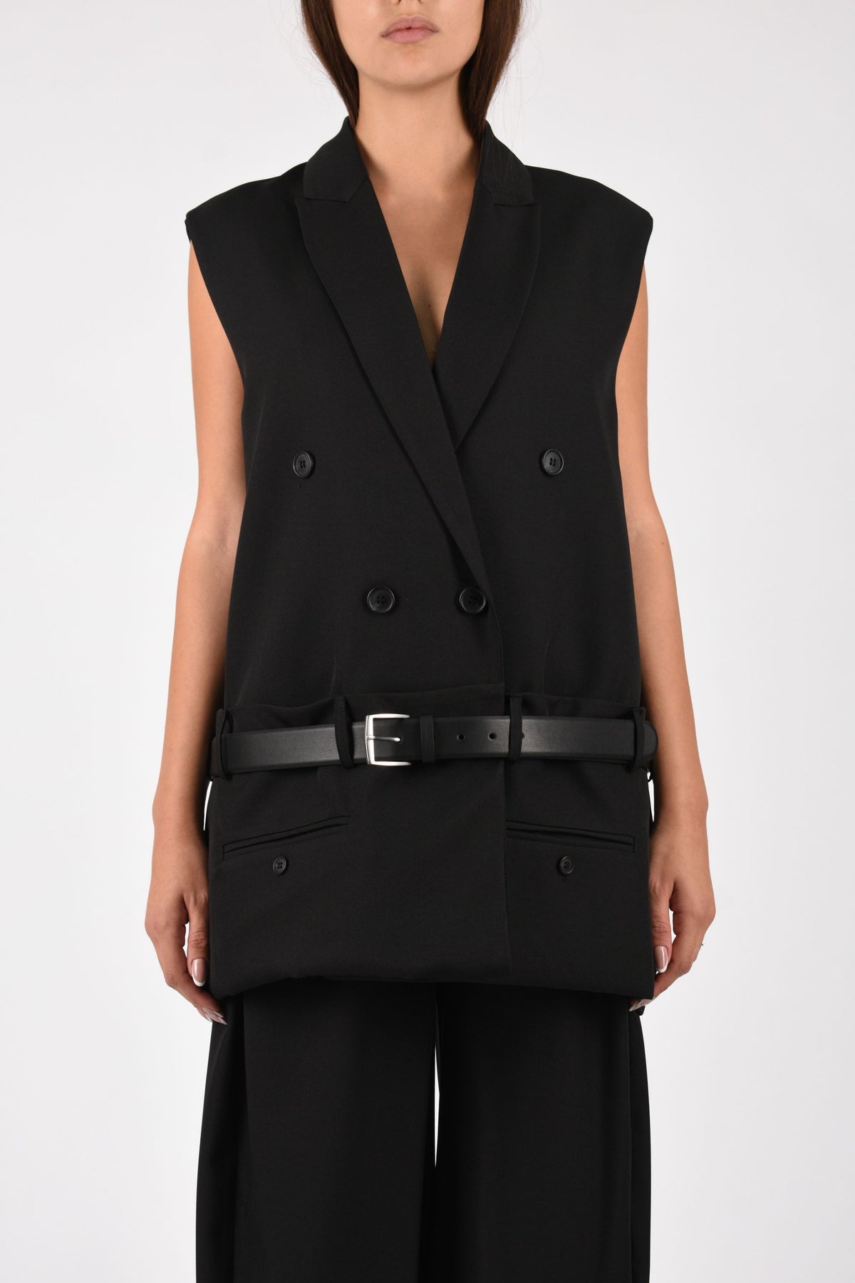 GILET LUNGO CON CINTURA M6IAHF