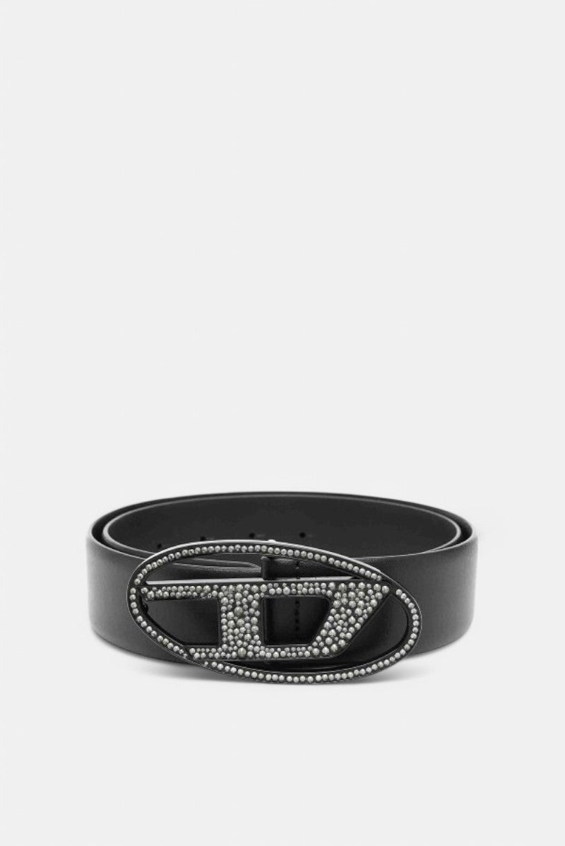 cintura in pelle con fibbia gioiello b1dr strass