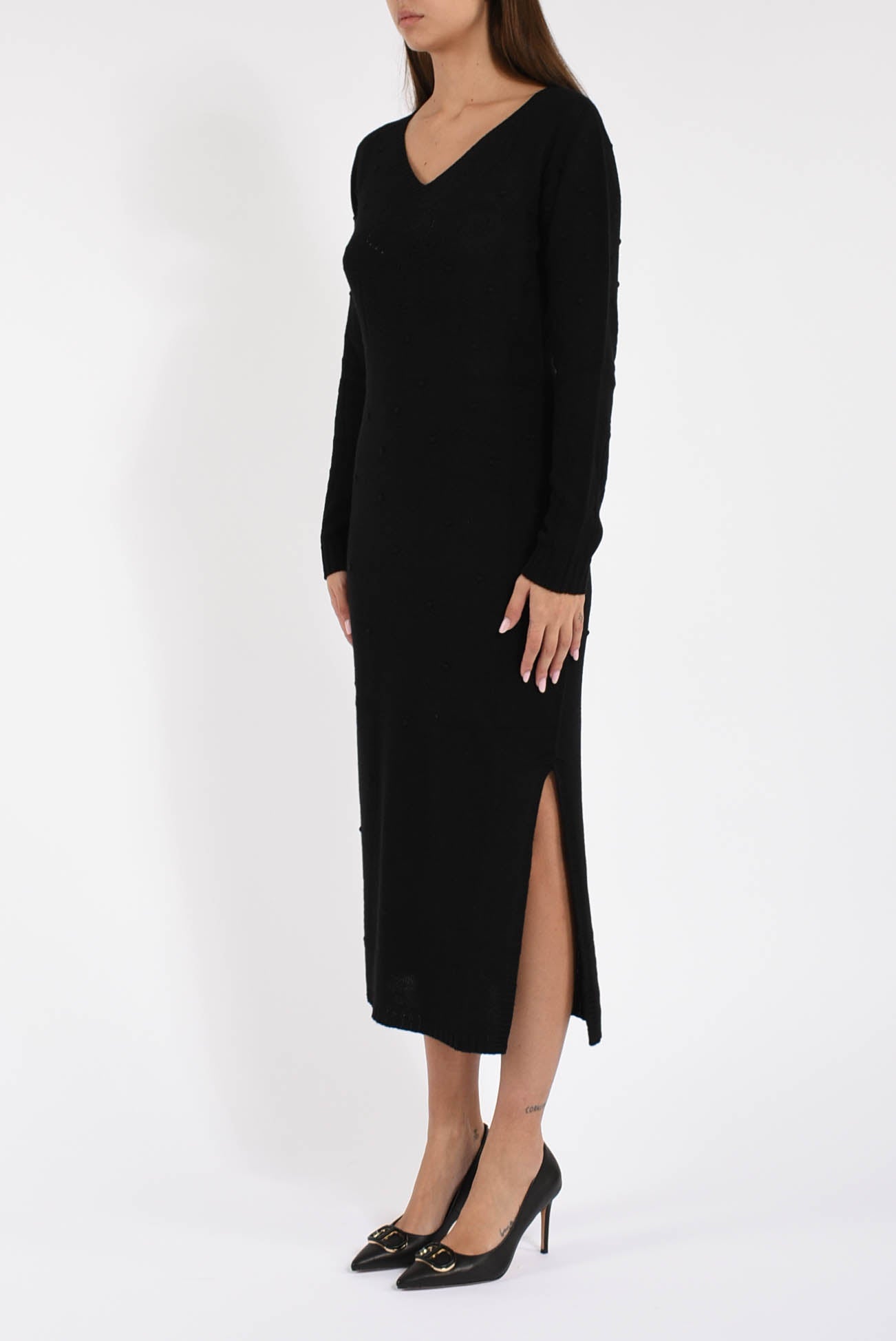 Abito lungo in filato di lana