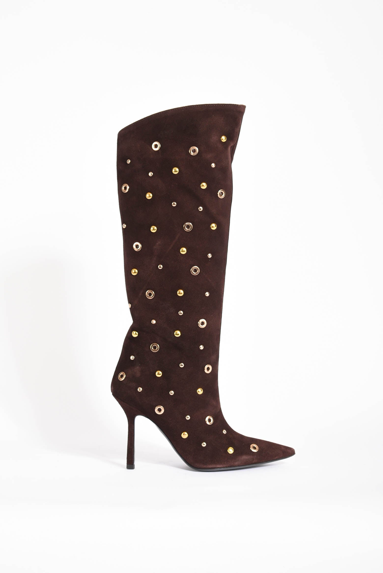 stivali in camoscio con borchie