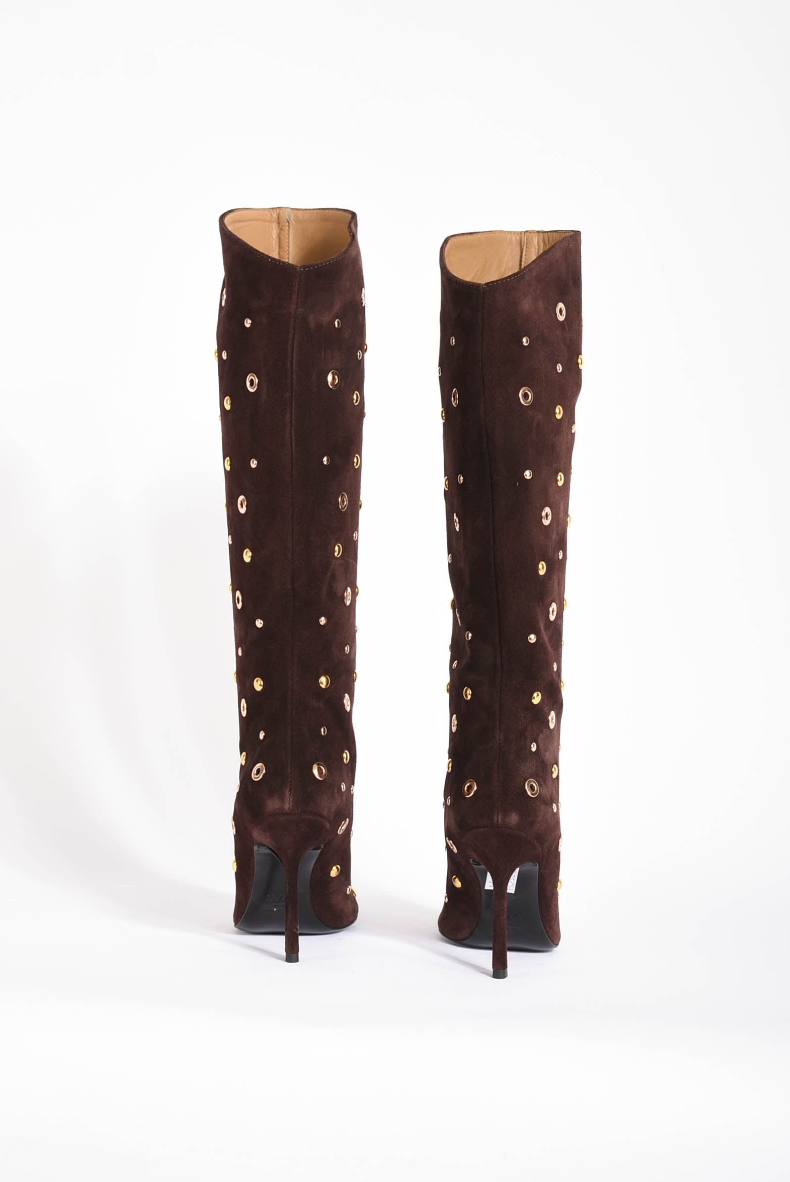 stivali in camoscio con borchie