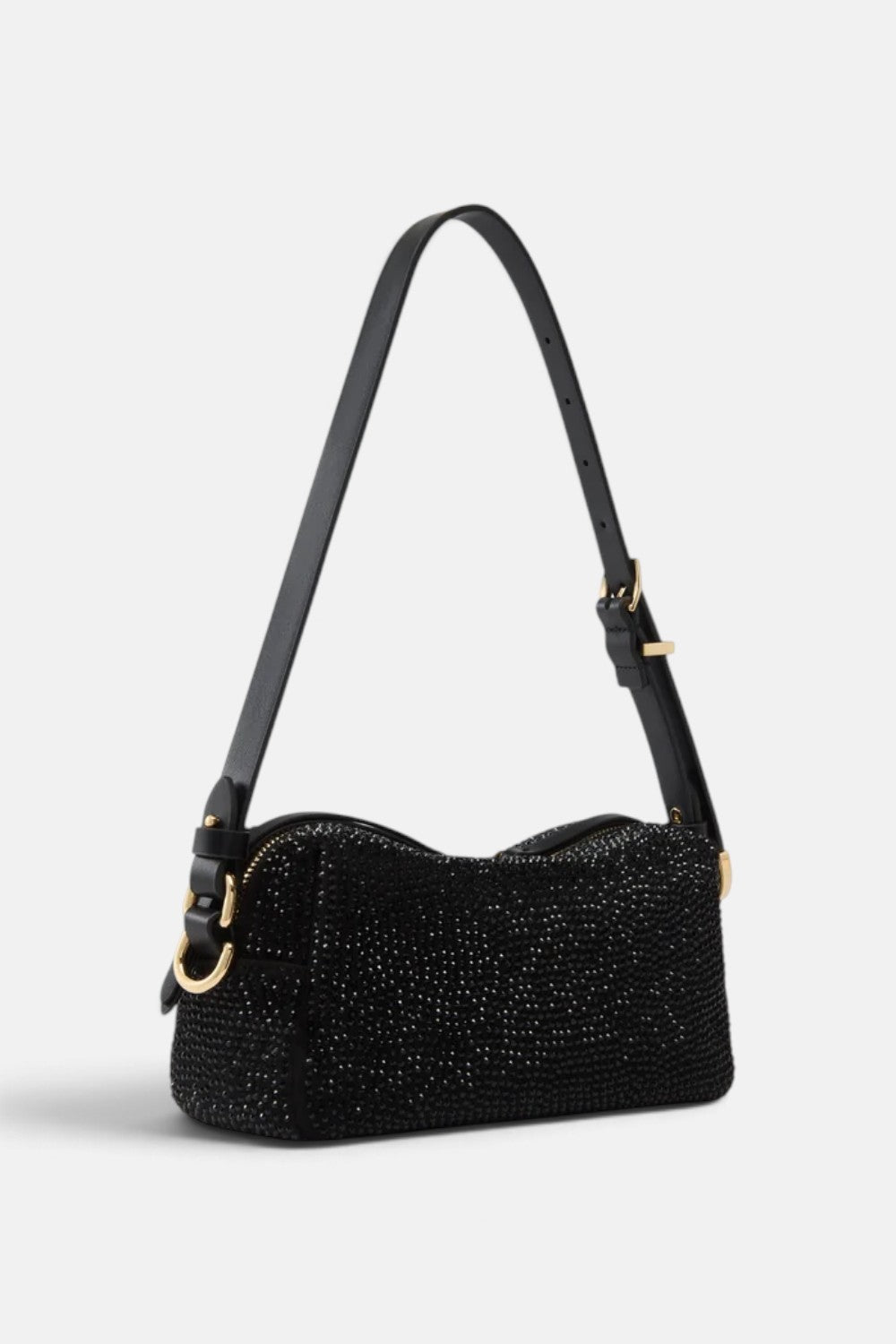 Borsa bauletto a tracolla mini effetto suede full strass 106967A3O8
