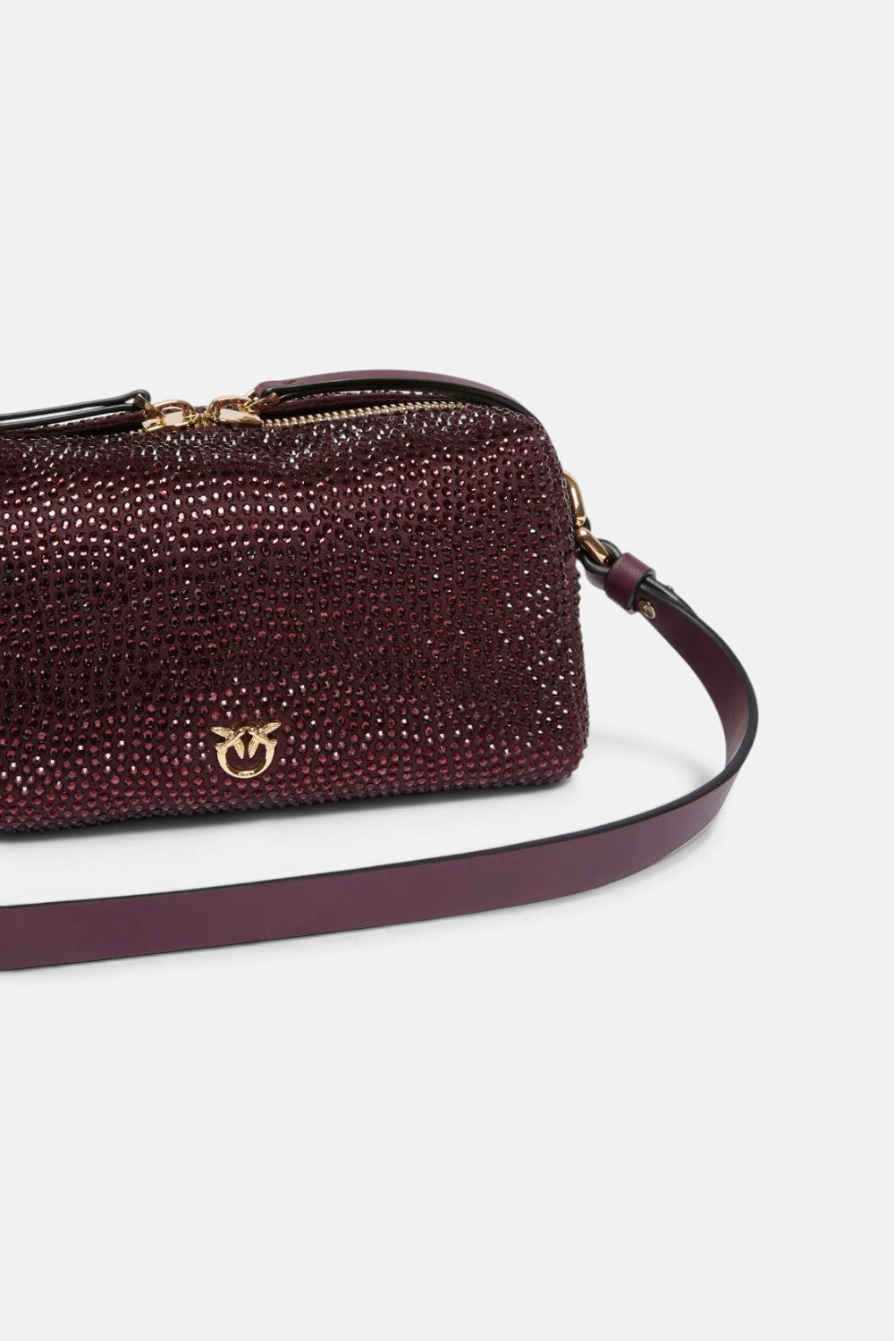 Borsa bauletto a tracolla mini effetto suede full strass 106967A3O8