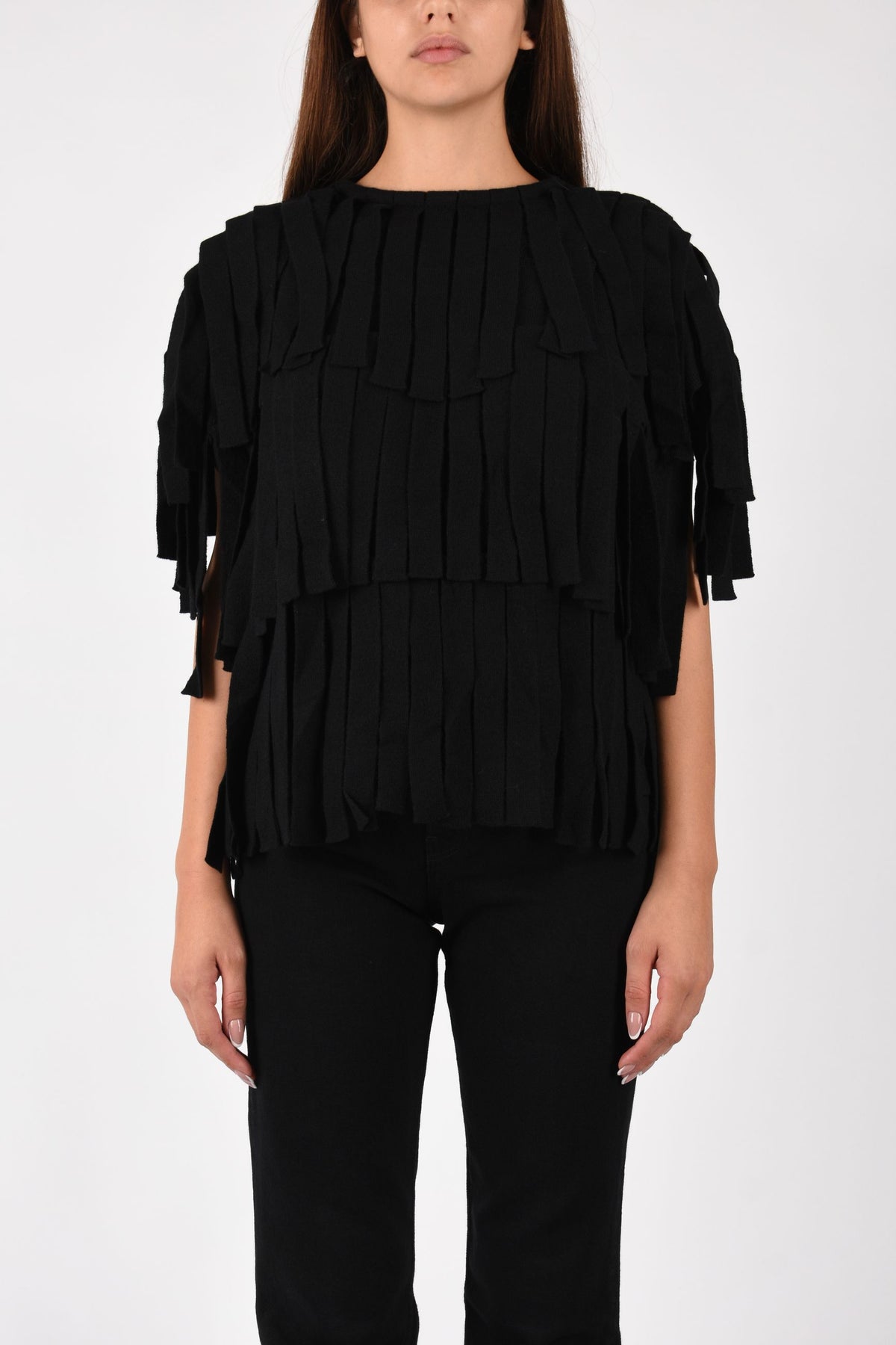 MAGLIA CON FRANGE HEW07128MC087PX