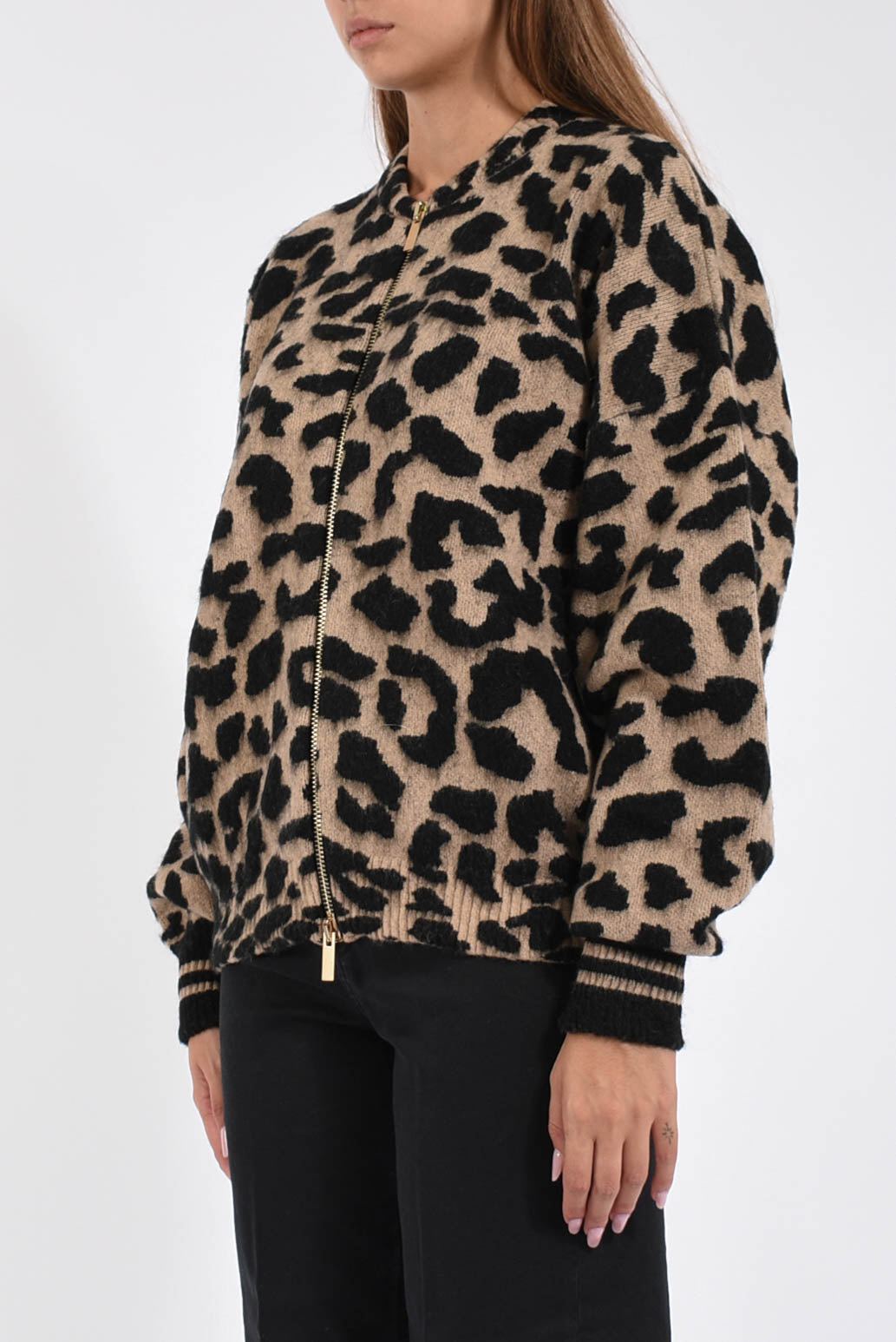 bomber in lana animalier