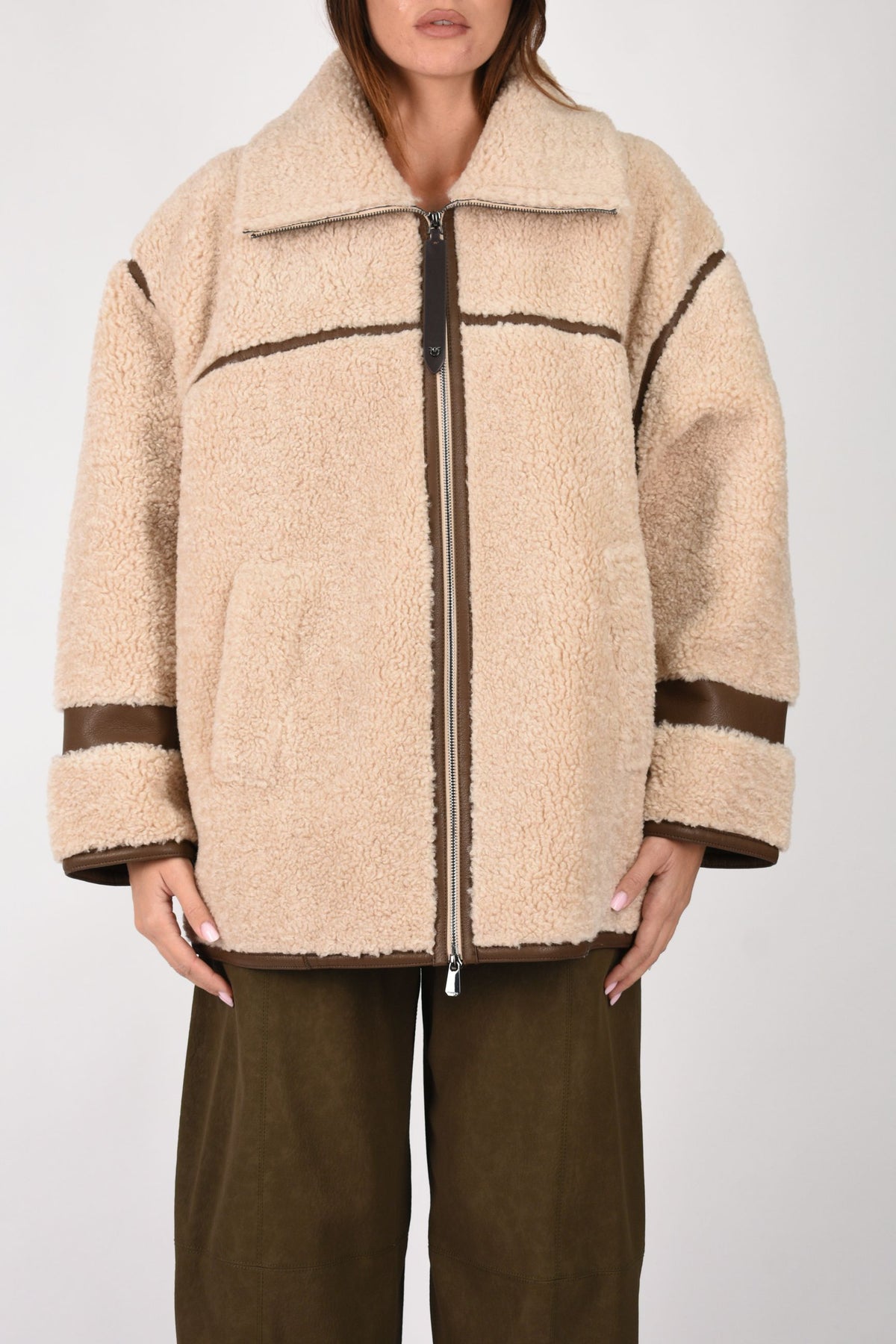 Caban effetto shearling con collo alto 107165A3FJ